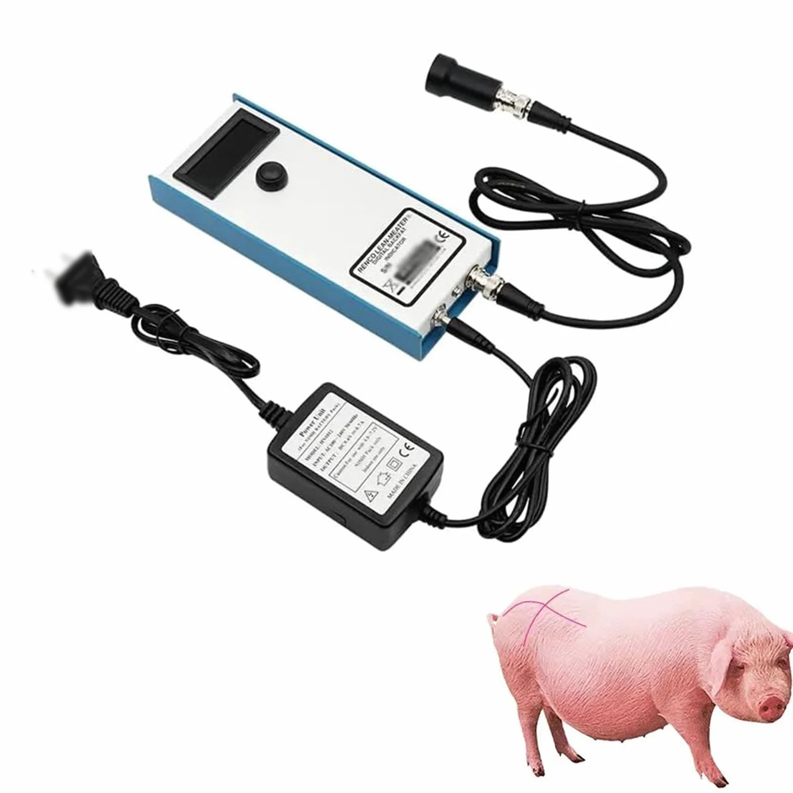 Probador de medida de grasa de espalda de cerdo veterinaria, detector de criterio de medidor de espesor de grasor de cerdo ganado con tres luces indicadoras, rango de medición de 4-45 mm, para la gran