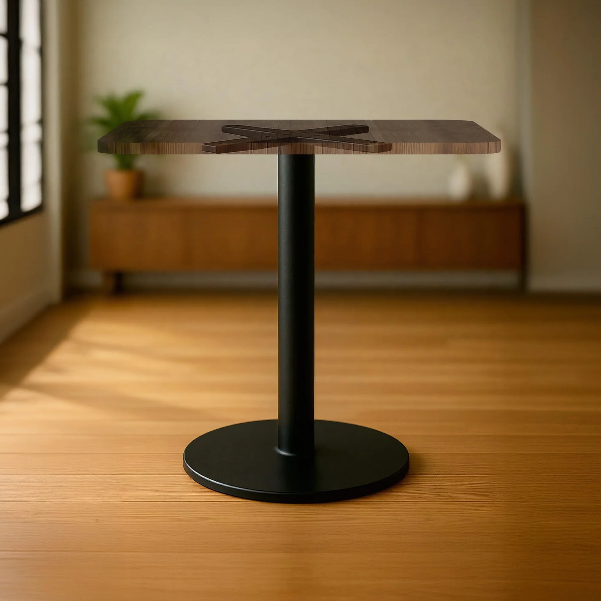 CLP Base de Mesa de Metal Negro, Patas de Mesa Marudi de Acero con Recubrimiento en Polvo, Base de Mesa Robusta para Interior y Exterior, Color:Negro, Forma:Redondo