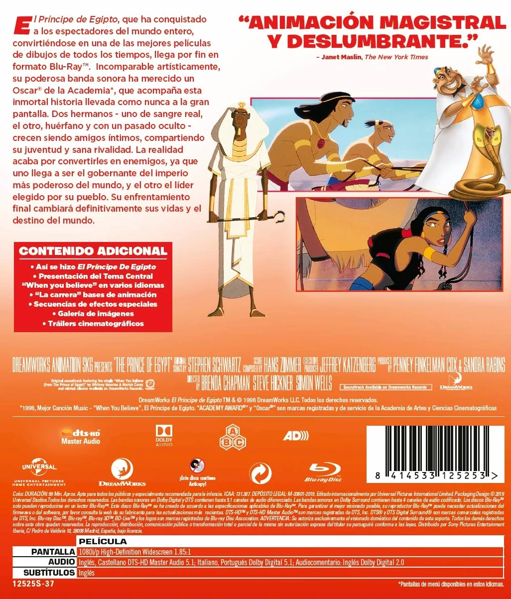 El príncipe de Egipto (BD) [Blu-ray]