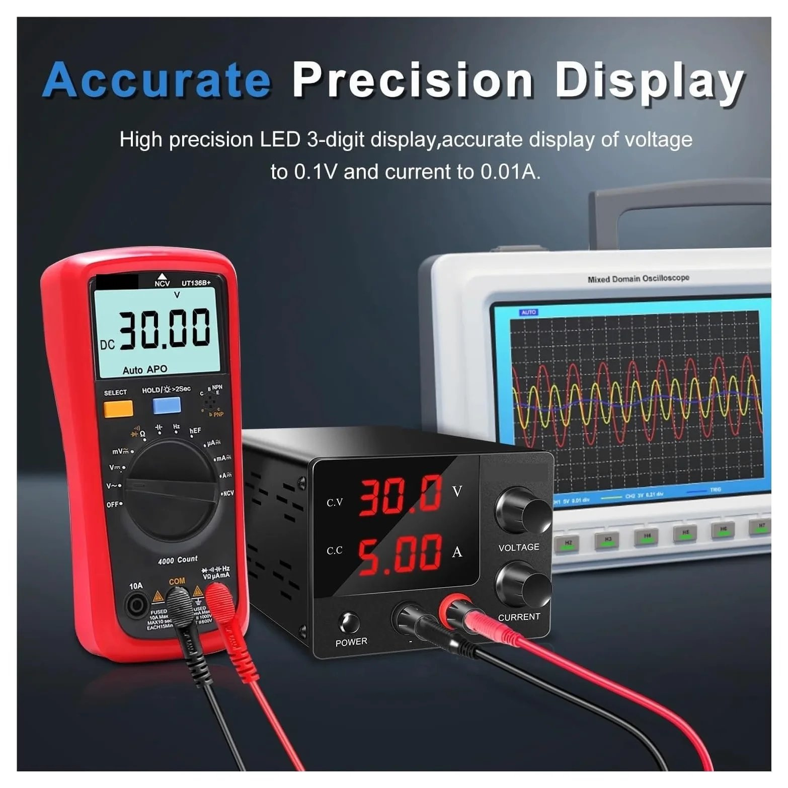 Fuente de alimentación de Laboratorio DC Variable 0-30V 0-5A Ajustable, Fuente de alimentación conmutada regulada, regulador de Voltaje para Banco de Trabajo de Mantenimiento (15V 10A)
