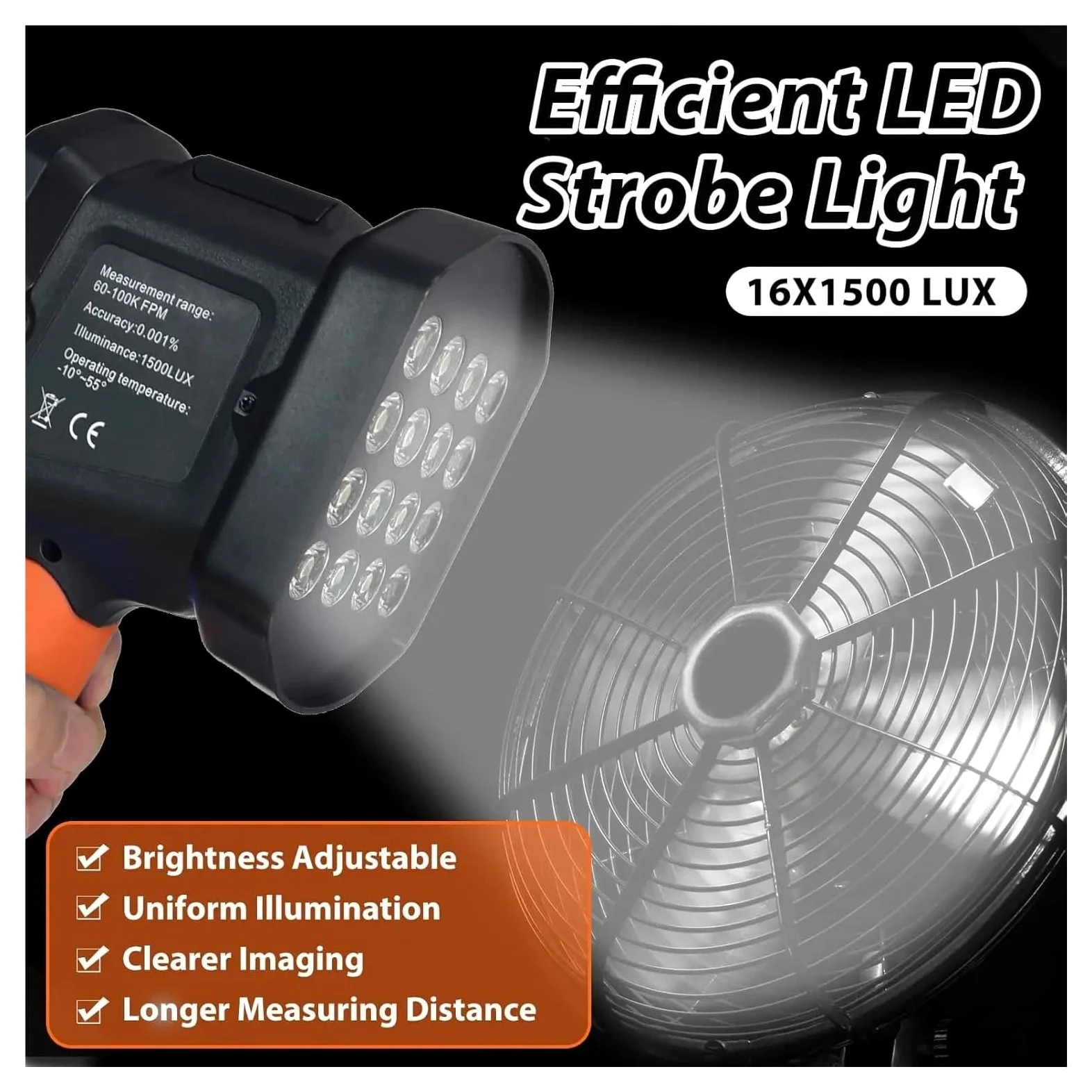 Medidor estroboscópico LED 60000-100000 RPM medidor de velocidad de Flash LED tacómetro sin contacto pantalla Digital for Motor Para motores, tornos.(Blue)