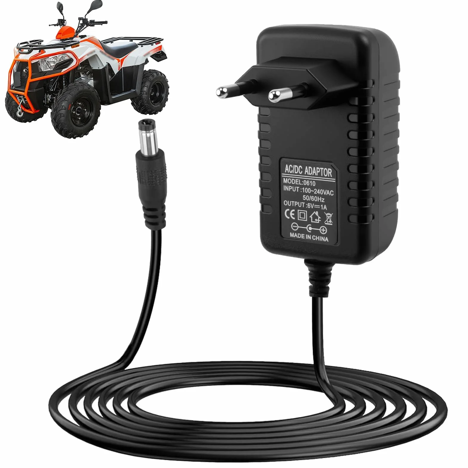 Cargador de Vehículo Eléctrico para Niños 12V 1A, Conector 5,5 mm*2,5 mm para Coche Quad SUV ATV
