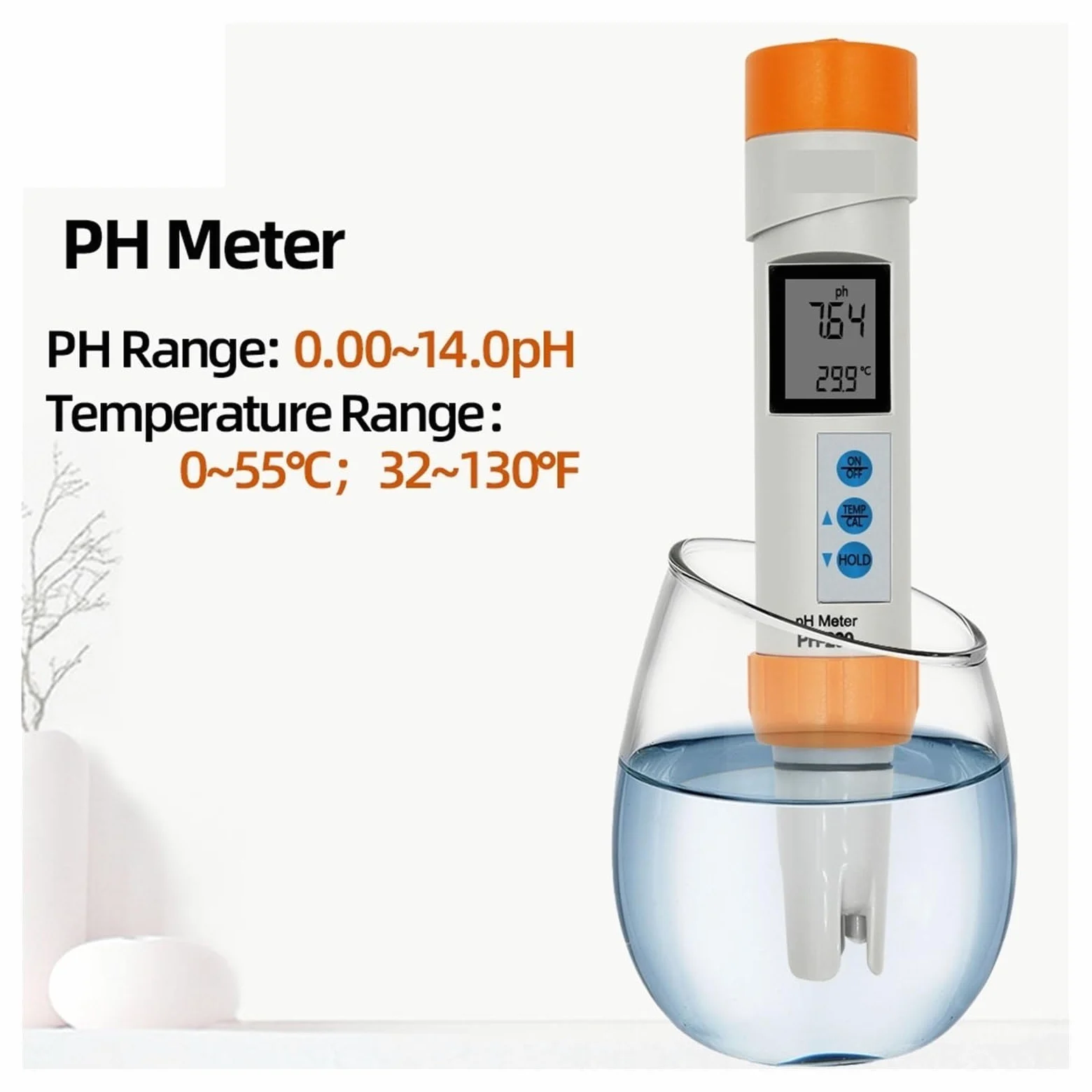 Medidor de pH de agua, Medidor de PH de PH-200 Digital COM-100 medidor de temperatura EC TDS con función de calibración automática probador de pluma de calidad del agua PH(HM COM-100)
