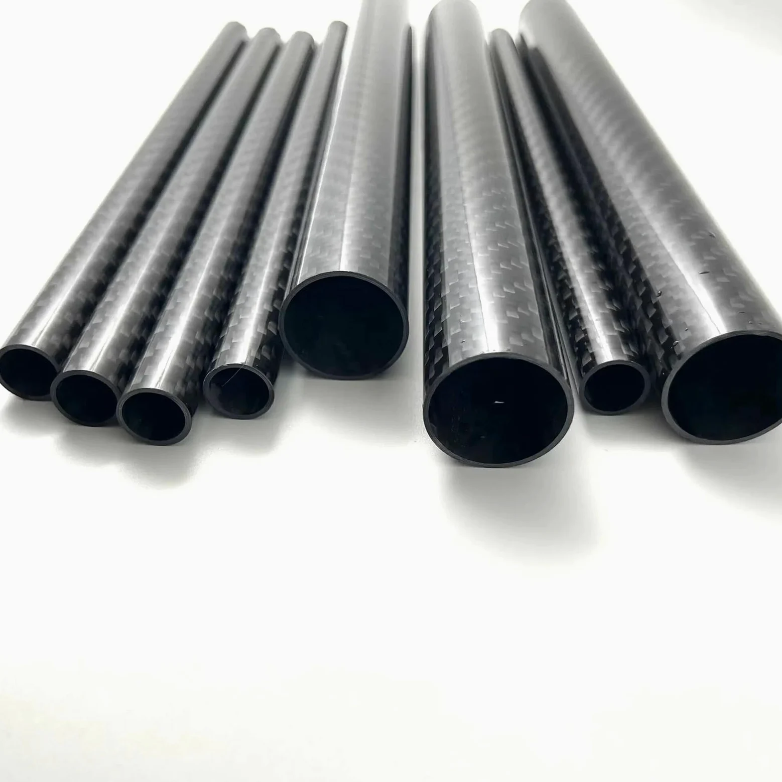 Tubo de Fibra de Carbono Tubo Redondo de Fibra de Carbono Ligero, Eje Hueco de Fibra de Carbono Personalizable, para automoción, Drones, estructuras de Cometas o impresoras 3D(47x43x1000MM)