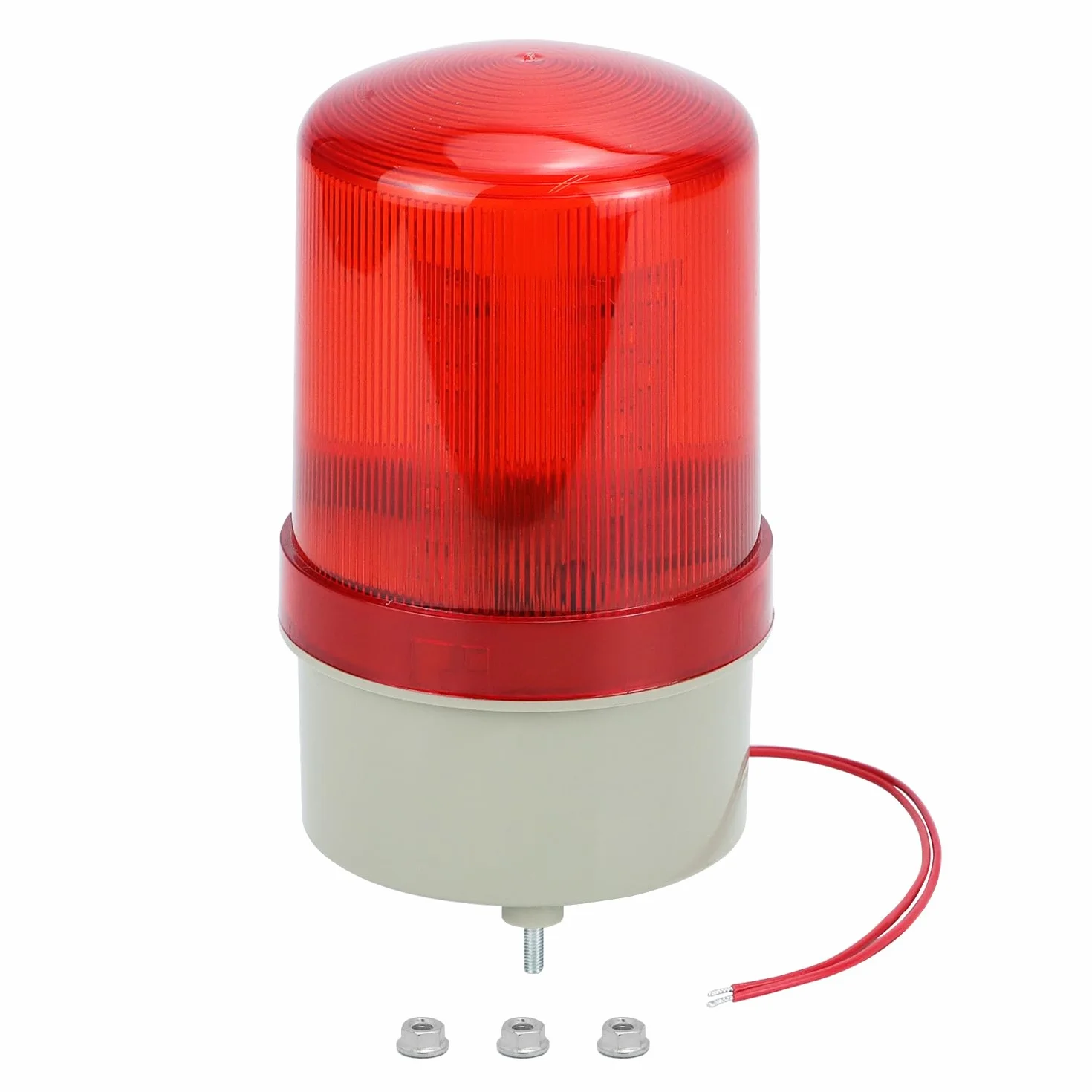 QWORK Luz de advertencia LED giratoria, roja intermitente, alarma óptica acústica