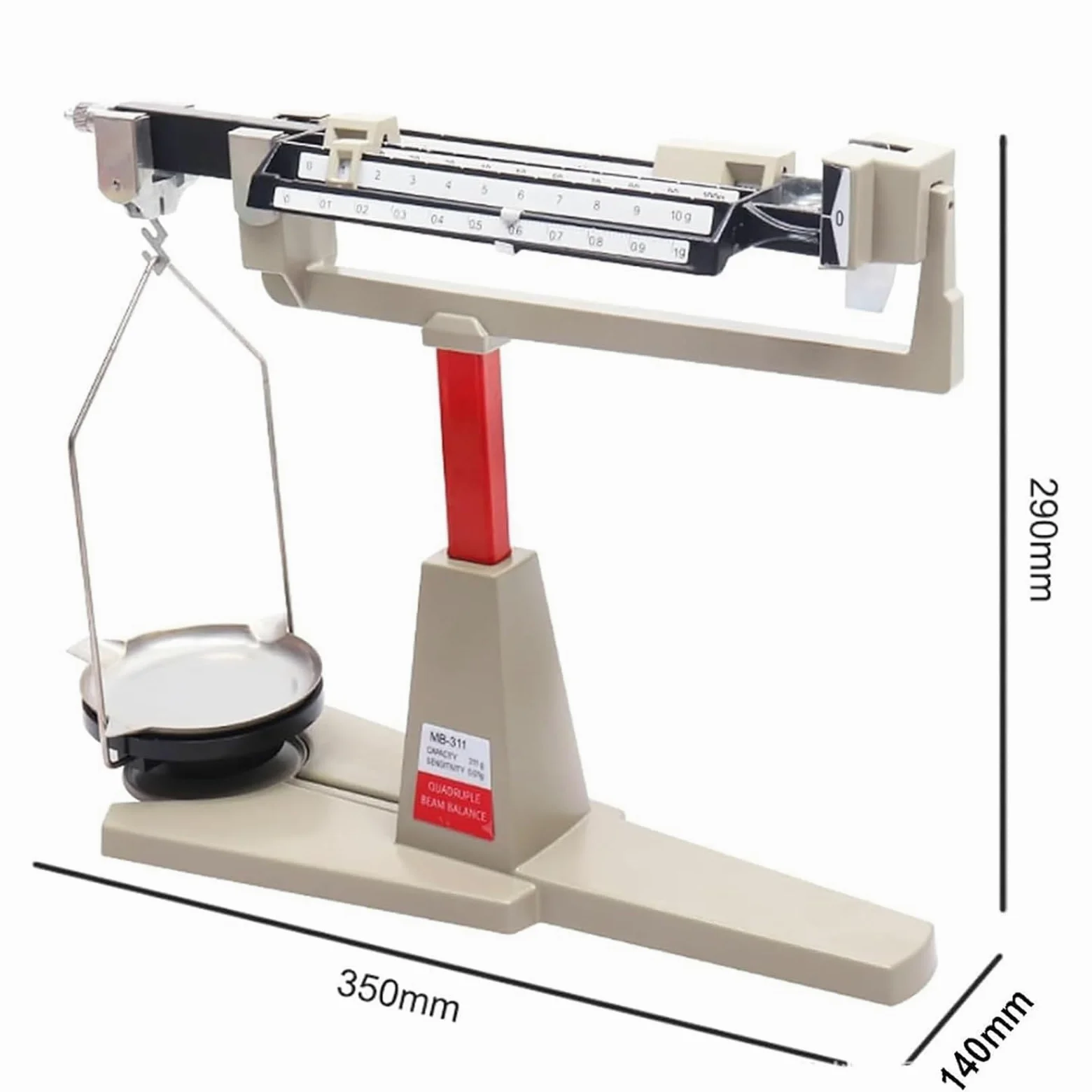Balanza Mecánica De Laboratorio, Balanza Mecánica De Brazo con 4 Reglas, Bandeja para Balanza Mecánica con Kit De Pesas De 15 Cm, 311 G/0,01 G, No Necesita Pilas.