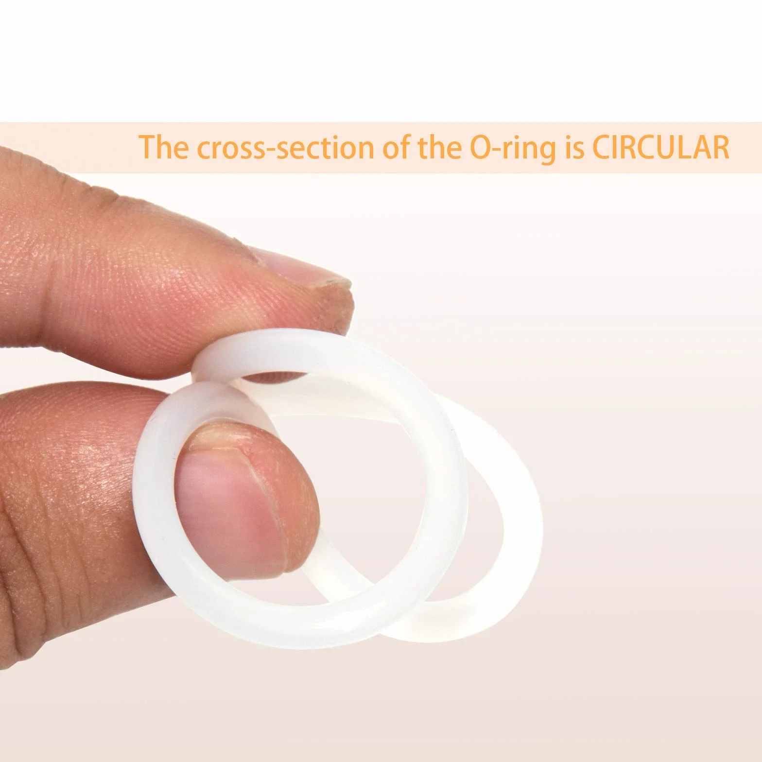 White 15cm OD 14.4cm ID 0.3cm Width Silicone O-Ring Seal Rings 5 Pack