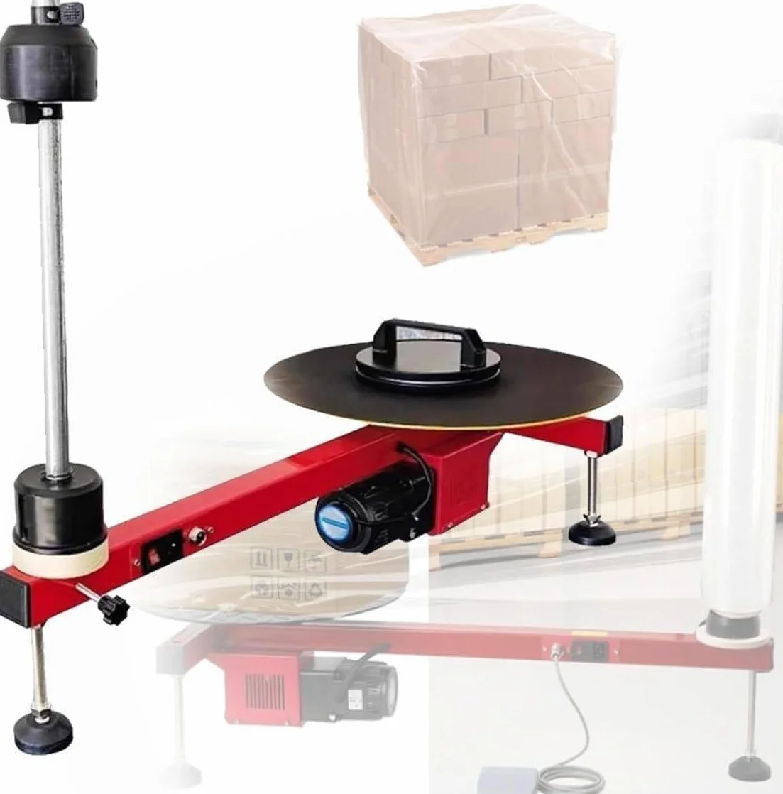 Máquina eléctrica para Envolver con Film Estirable, máquina Manual para Envolver y flejar Paquetes, Cajas de cartón y Equipaje, máquina de Envolver Cajas de cartón de Mesa.