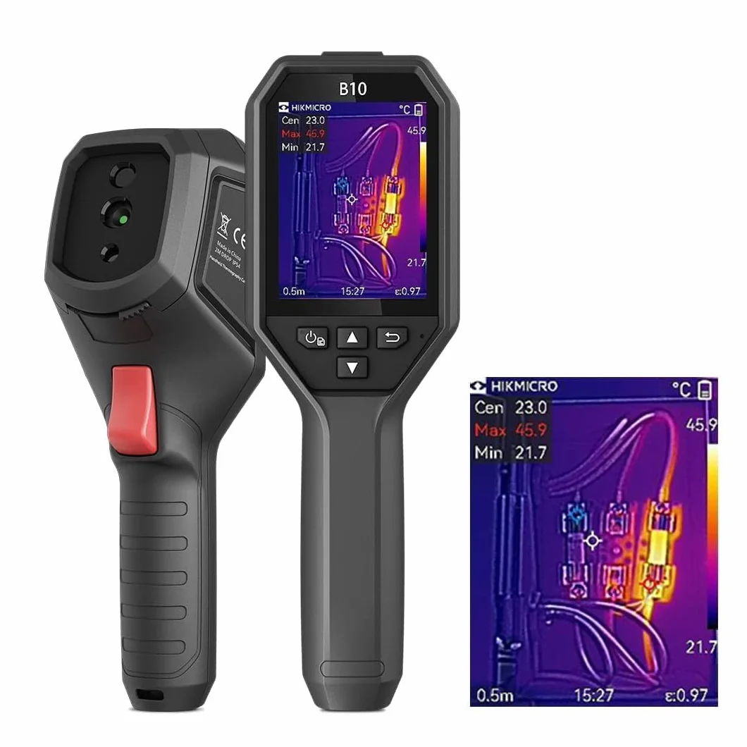 HIKMICRO B10 Cámara termográfica de resolución IR de 256 x 192 con cámara visual de 2 MP, medición de pantalla completa, 25 Hz Cámara térmica con pantalla LCD de 3,2",IP54, rango -4 °F~1022 °F
