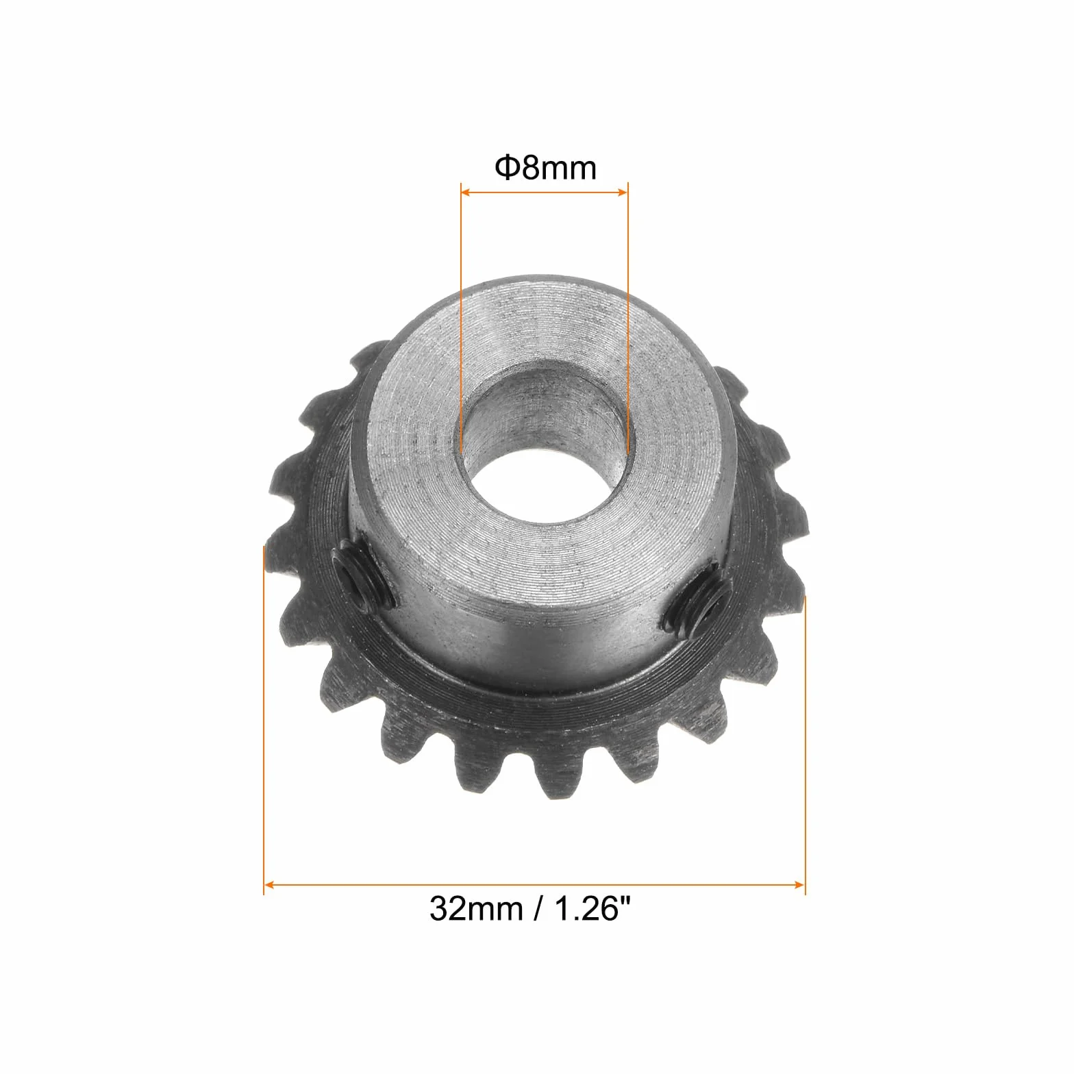 Bisel Engranaje 1.5M 20 Dientes 8mm Eje Agujero 1:1 Cónico 45# Acero 90 Grados Dirección Engranaje
