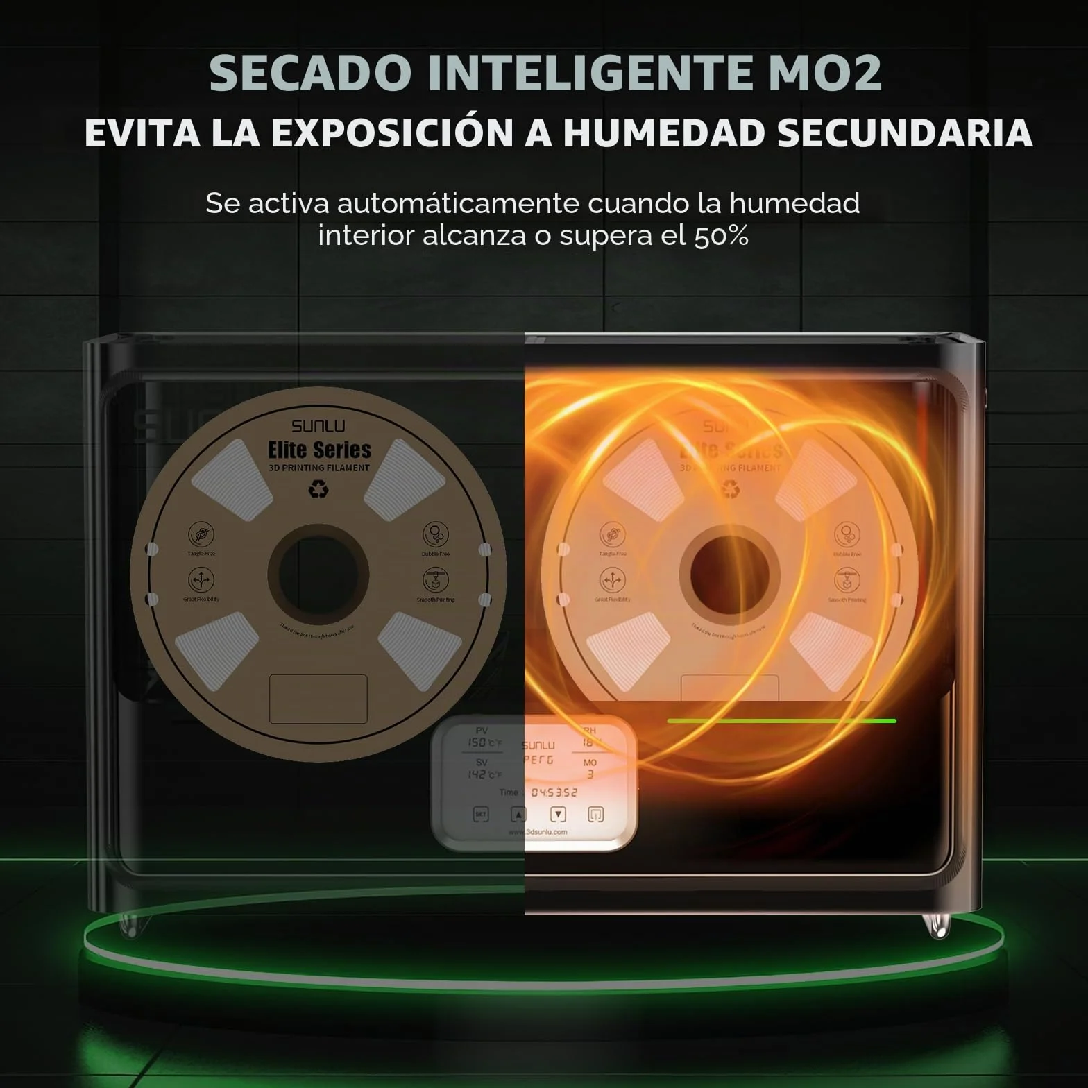 Oficial S4 Caja Secadora de Filamento, Deshidratador de filamento de 4 carretes mMejorado con Equilibrio de Temperatura, Control Automático de Humedad, para 3D Fliamento PLA TPU PETG ABS Nylon