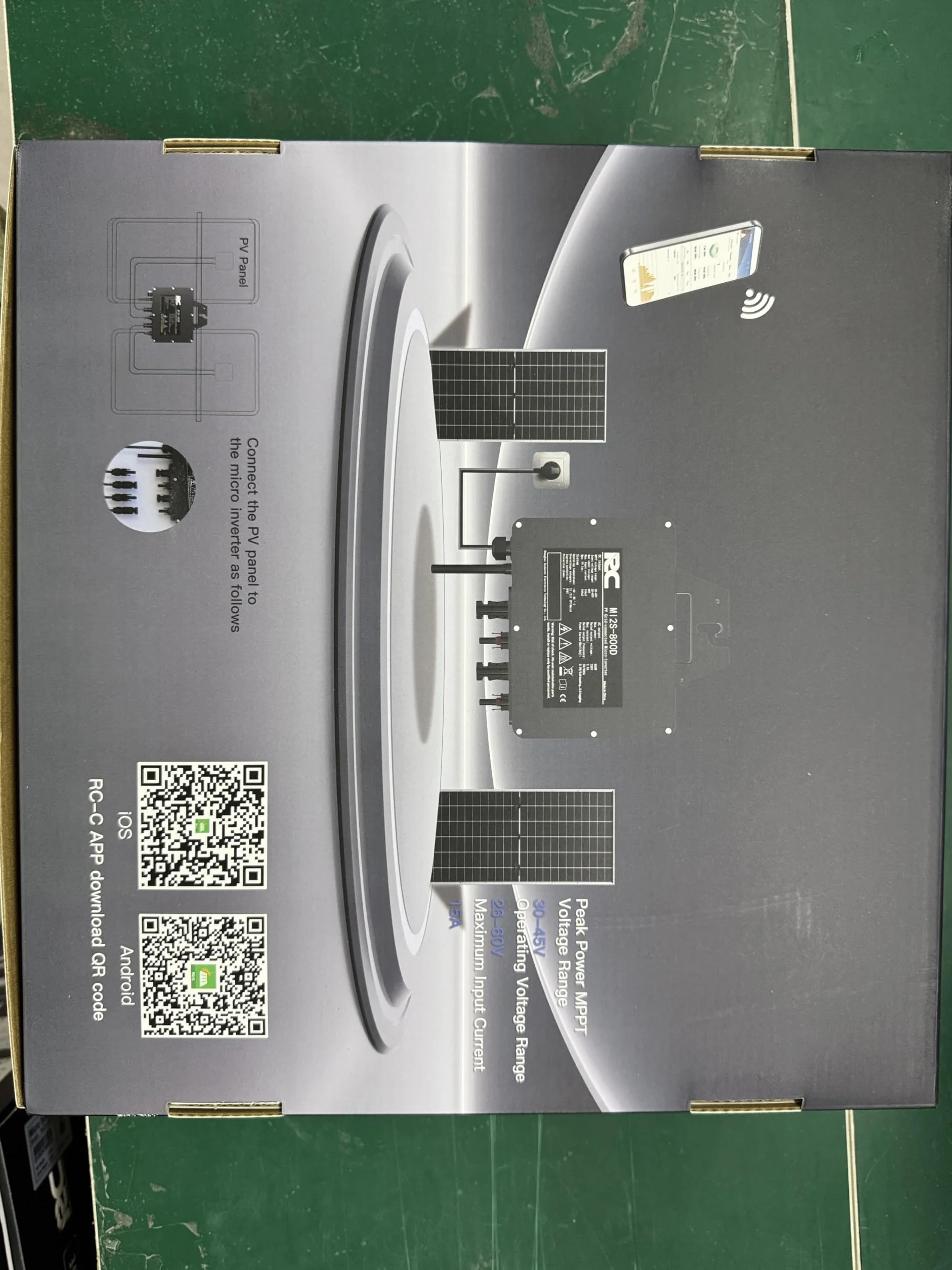 Inversor de microondas RC 800W, actualización a 800W, inversor Solar Inteligente, Control de la aplicación Mediante Wi-Fi, Adecuado para Central eléctrica de balcón, eficiencia MPPT del 99,8%