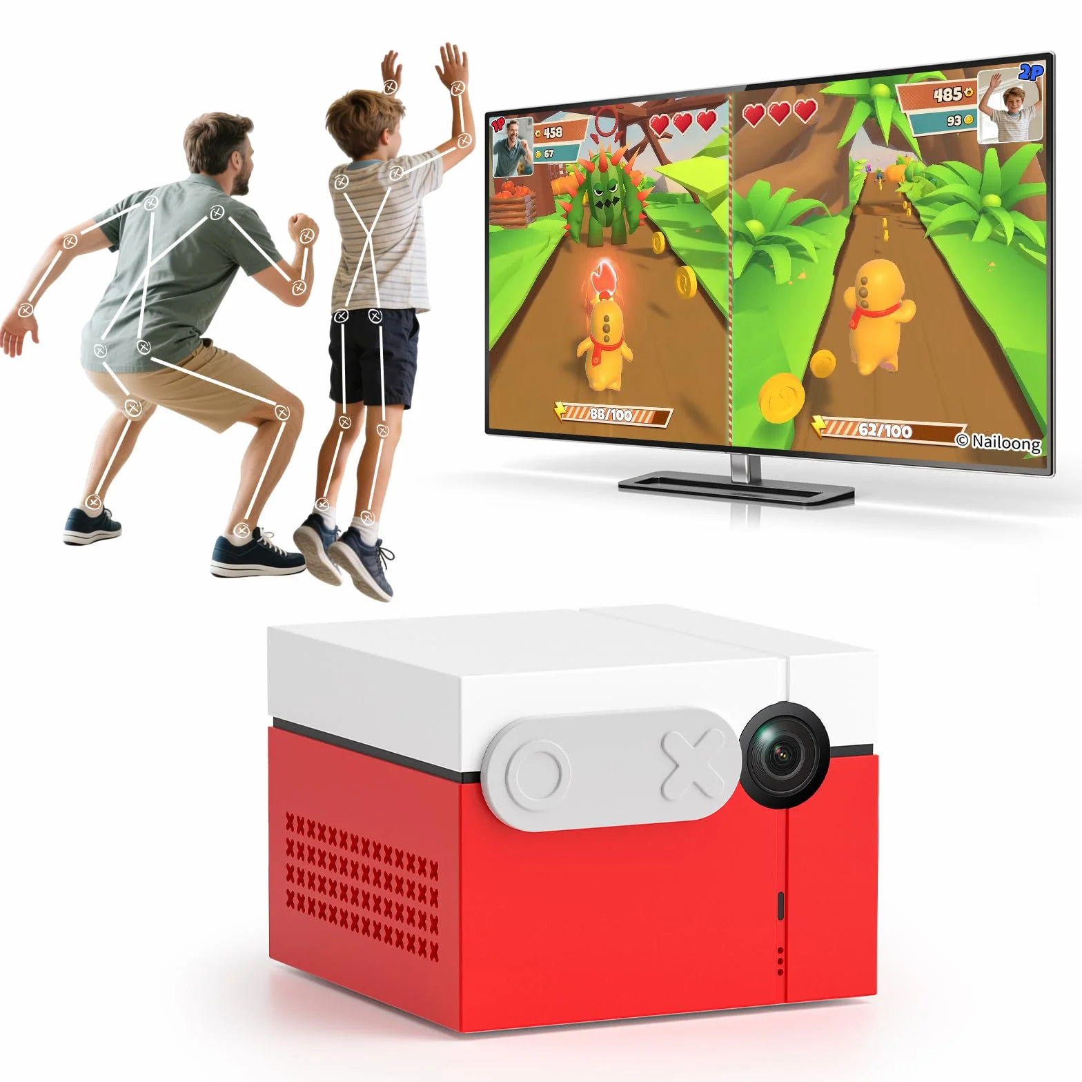 Kinhank MotionX Consola de Juegos con Detección de Movimiento AI 40+ Juegos Actualización Mensual TV Plug & Play