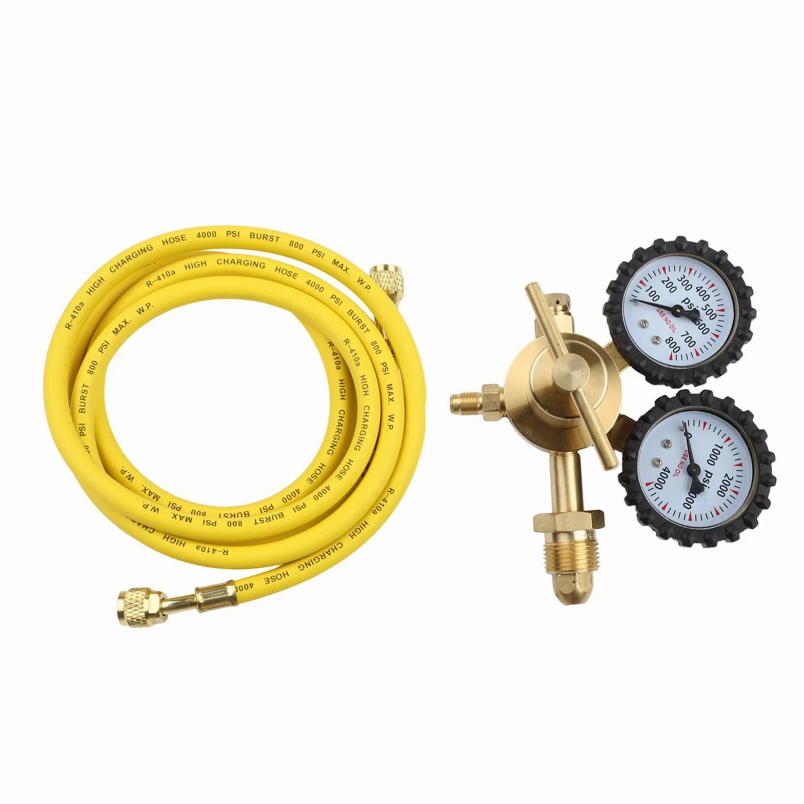 Regulador de nitrógeno de latón de alta presión G5/8 y CGA580 con manguera de 2 m, entrada de 1 a 200 bar, salida de 1 a 60 bar, flujo de 25 m3/h para uso en laboratorio industrial