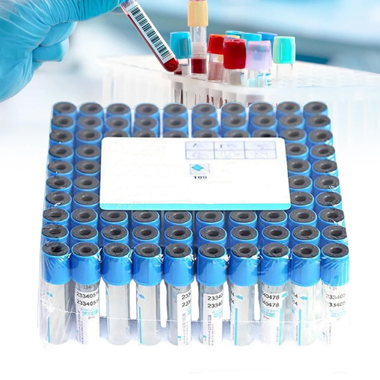 Tubos de recogida de sangre tipo Vacutainer, 100 unidades de 10 ml para pruebas de laboratorio y compatibilidad con centrífugas