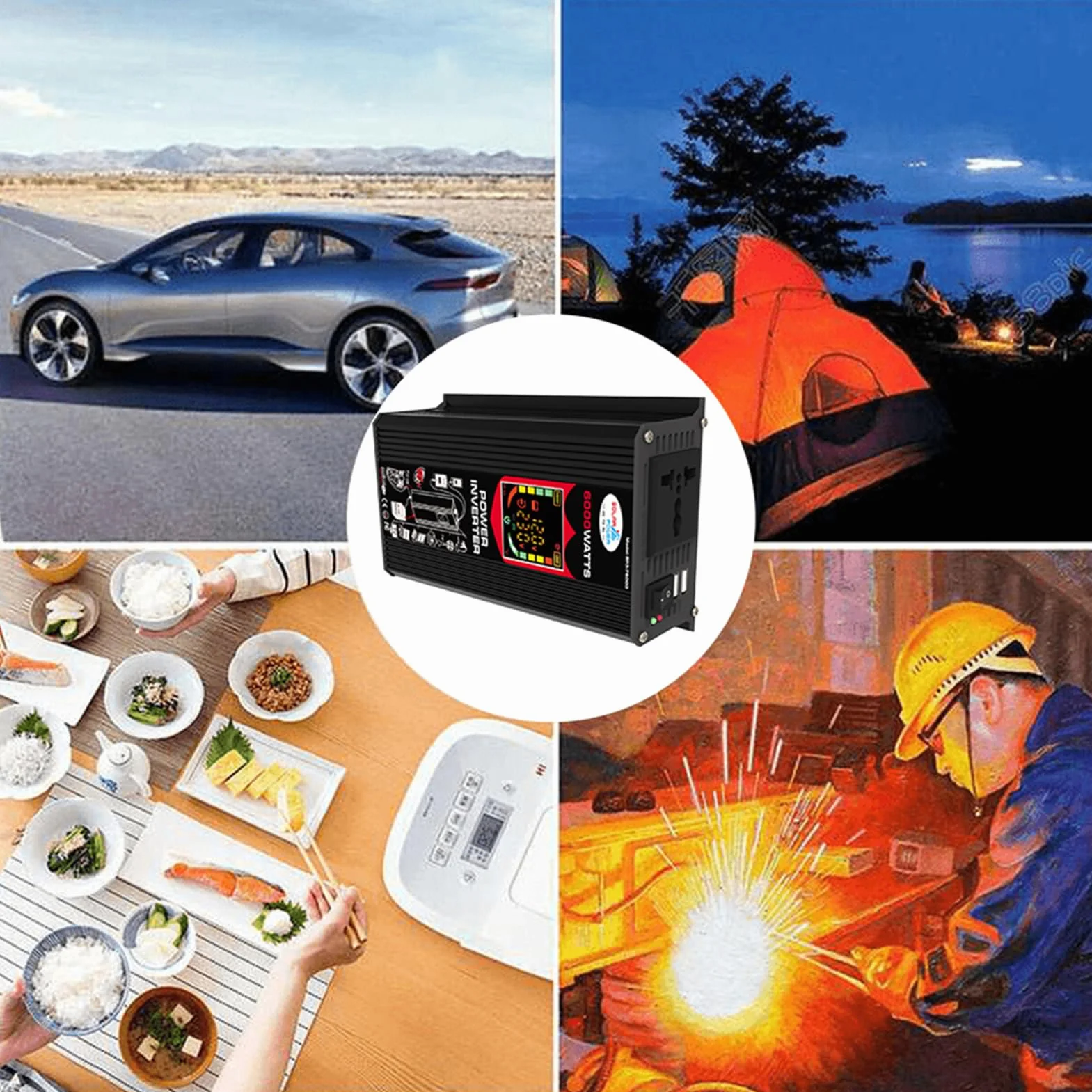 Kit de generador solar - Kit de solar, kit solar completo de 6000W | Controlador de carga solar de 18 W, 12 V, 30 A, kit completo de panel solar con inversor solar para viajes de camping al ai
