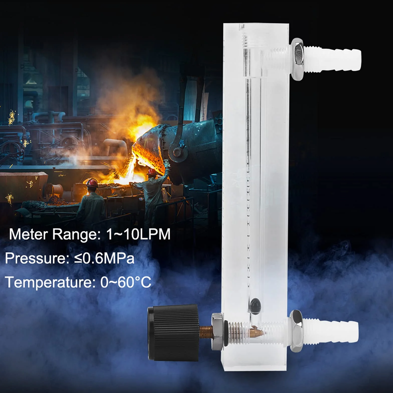 Joyzan Medidor de Flujo Gas LZQ-7 1-10 LPM Ajustable Caudalimetro Aire Acrílico Manguera 8mm Oxígeno Alta Precisión