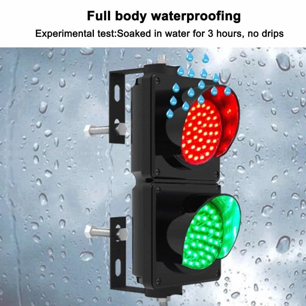 Semáforo LED con Control Remoto, Señal De Tráfico 2 En 1 Roja Y Verde, Carcasa De Policarbonato Negra, Impermeable IP65 For Exteriores, Apto For Carreteras Y Peajes.(24V)