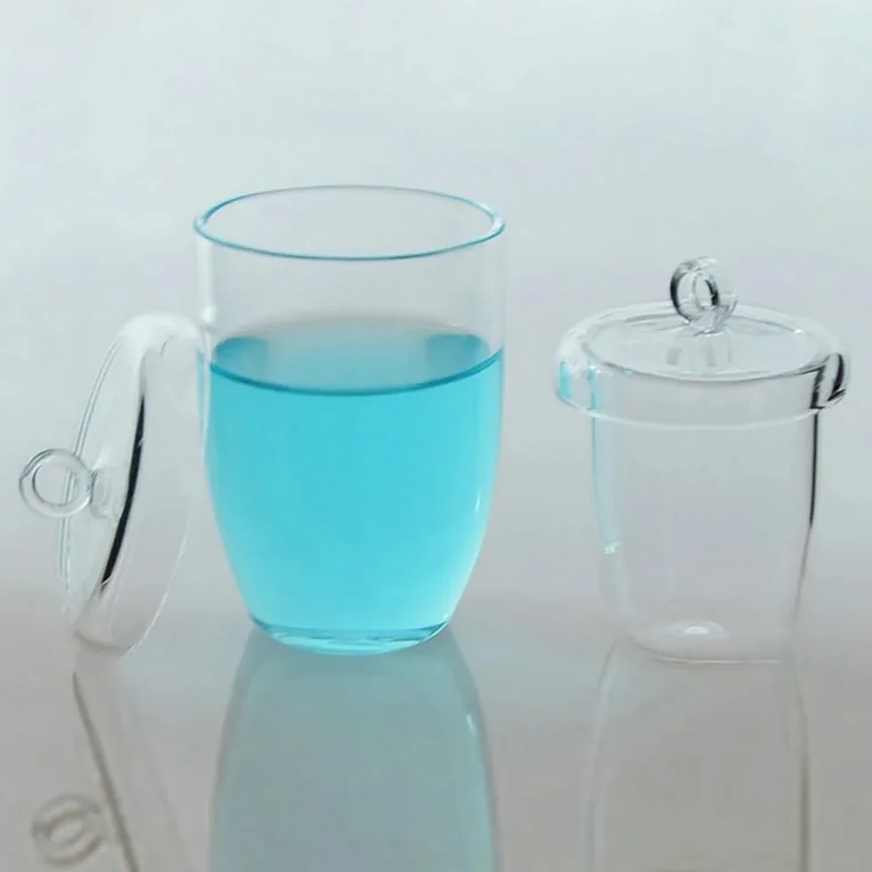 Crisoles de vidrio de cuarzo for laboratorio (con tapa): resistentes a altas temperaturas, disponibles en tamaños de 10 ml a 300 ml(200ml)