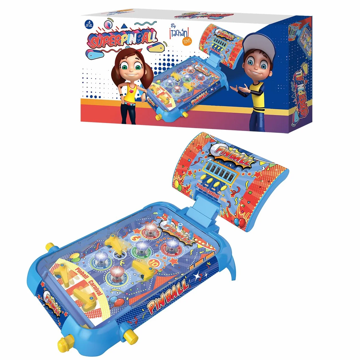 TACHAN Pinball Efecto luz y Sonidos con Marcador Digital Juguete para niños 35x5x21 cm