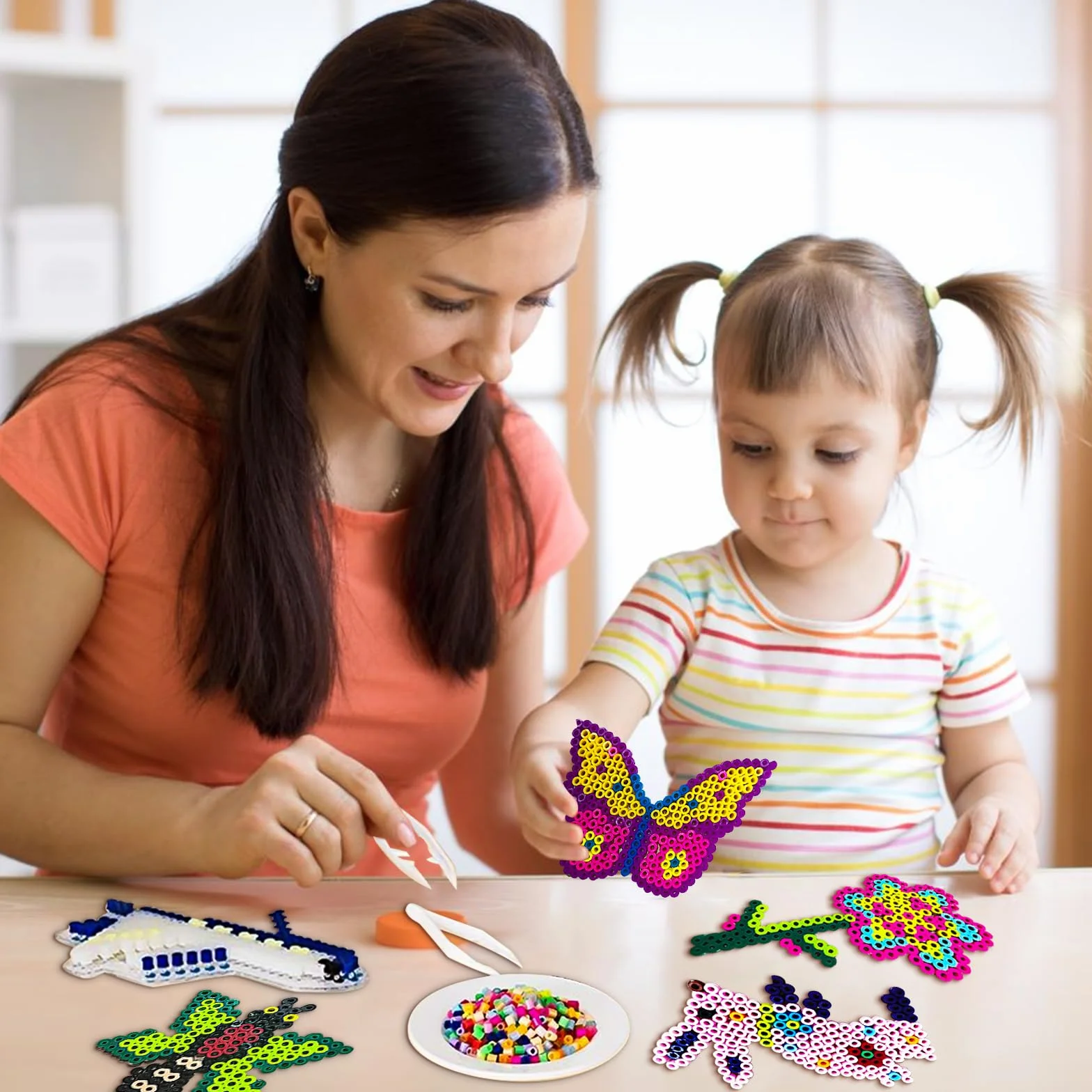Placas de cuentas para planchar 5 mm transparentes 20 tarjetas de diseño colores niños