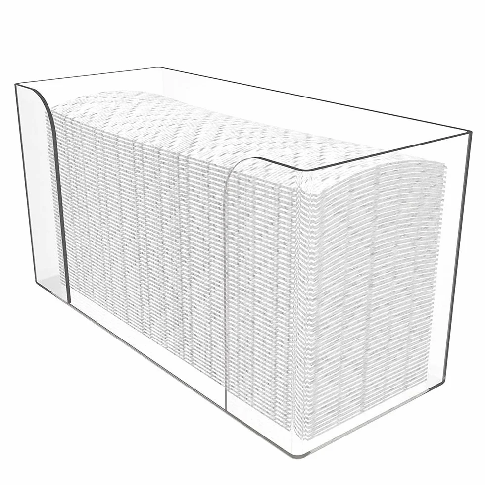 Soporte transparente para servilletas de papel para encimera, toallas plegables en Z, C o multipliegues