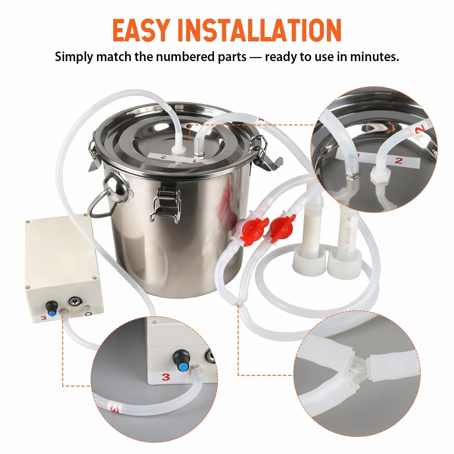 Máquina de ordeño eléctrica para ovejas y cabras, trayeuse de 5L con bomba de vacío, cubo de acero inoxidable, equipo de ordeño por pulsación para ovejas y cabras
