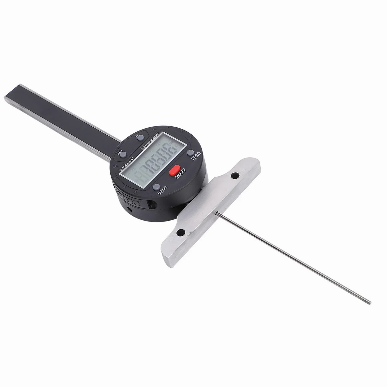 Headerbs Medidor de Profundidad Digital, Medidor de Profundidad Electrónico de Acero Inoxidable, Rango de 0-100 Mm, Pantalla LCD de 0,01 Mm con Transferencia de Datos USB para Carpintería,