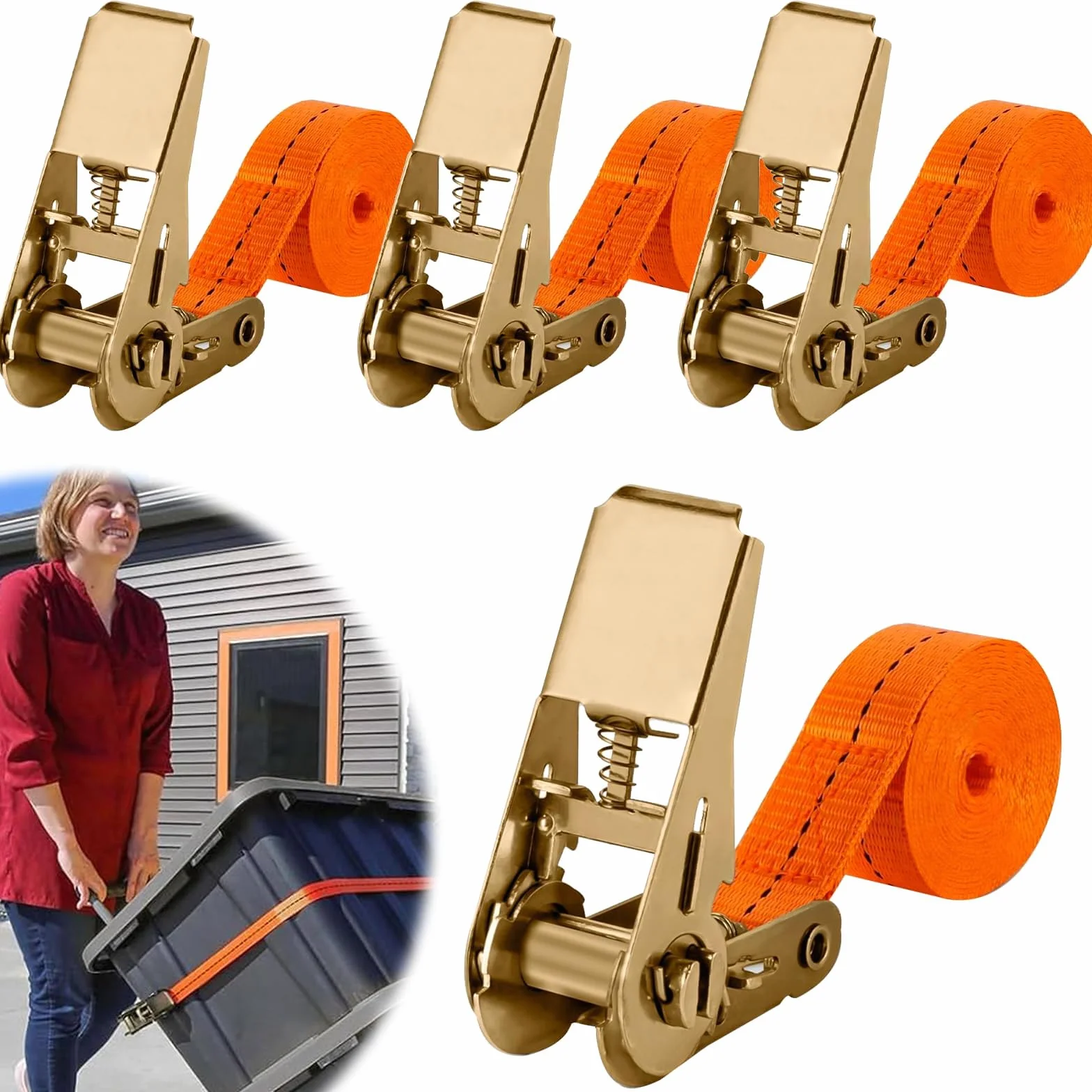 Cinchas de Amarre Tensor de Carraca 800kg Ajustable 6M Correas con Trinquete