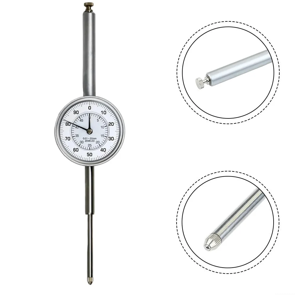 para reloj Comparador 0-50mm Precisión 0.01mm Eje 8mm Tornillo Fijación Control Mecánico