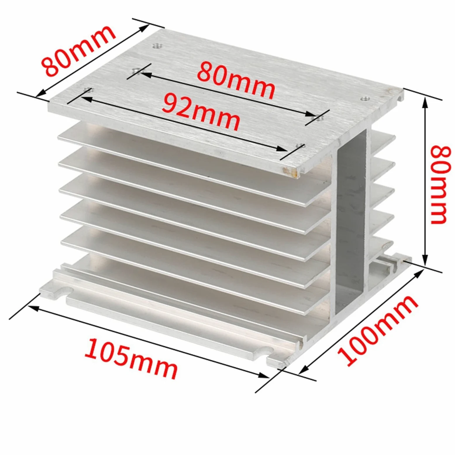 5 uds relé de estado sólido monofásico SSR disipador de calor de aluminio disipador disipadores de calor adecuados for relé de 10A a 120A(5Pcs Single Phase10A-120A)