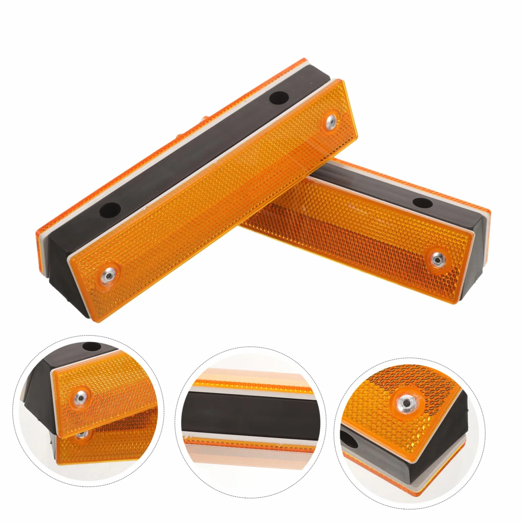 Marcadores Reflectantes Rectangulares Abs Naranja Doble Cara Alta Visibilidad Paquete 4 Piezas
