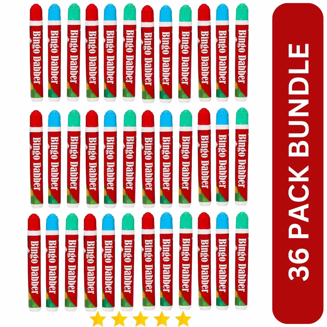 Bingo Dabbers Paquete 36 unidades Bolígrafos sin goteo Juegos Bingo