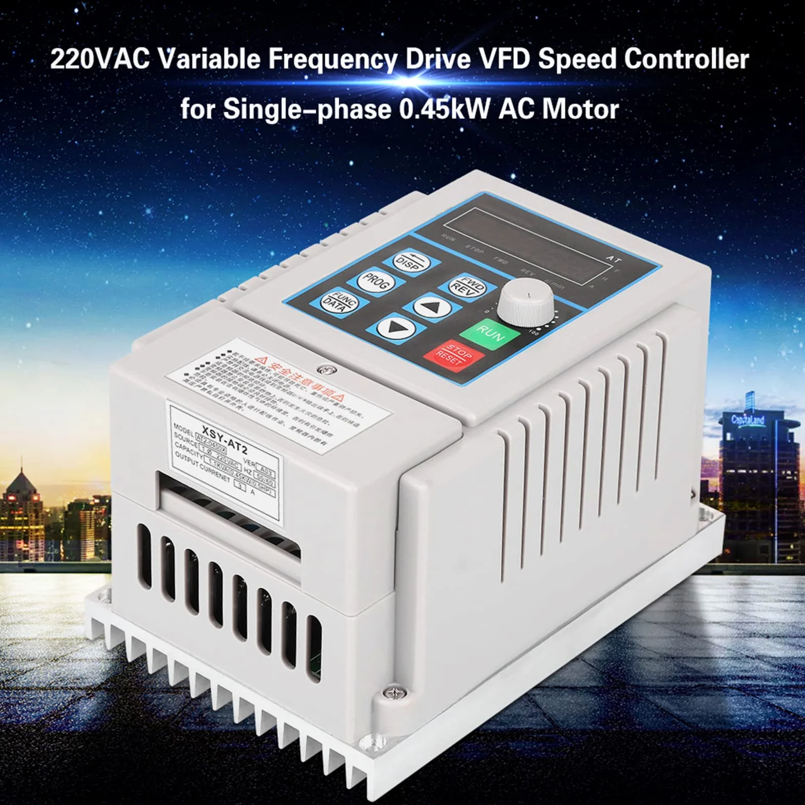VFD 0.45KW, Variador de Frecuencia, Convertidor Inversor de Accionamiento de Motor VFD de 220 VCA Controlador de Velocidad VFD para Motor de CA Monofásico (entrada Monofásica,