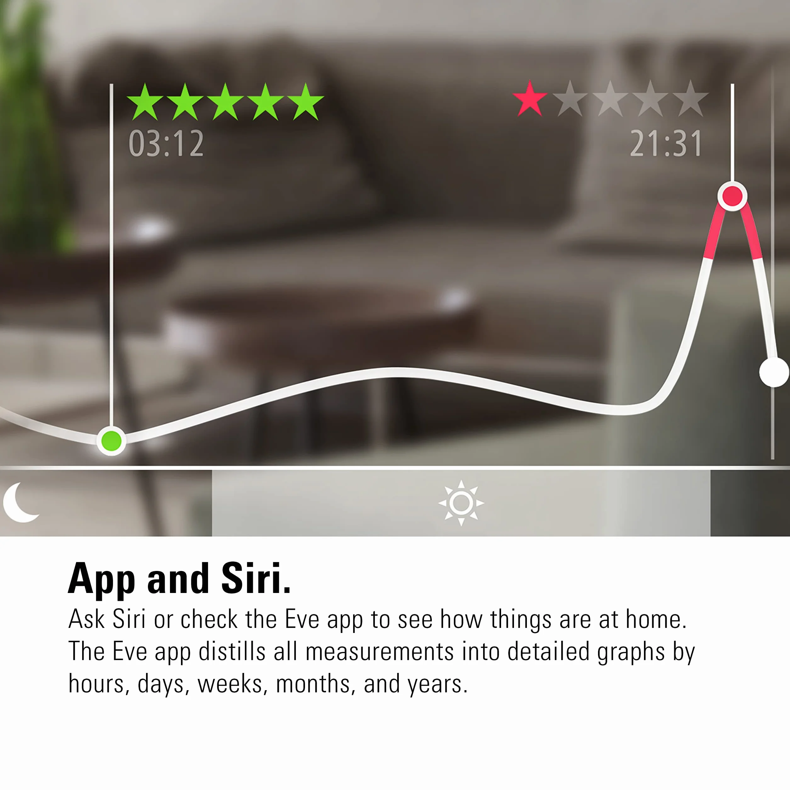 Eve Room – Sensor de calidad del aire para interior para registrar la calidad del aire (COV), temperatura y humedad, tecnología Apple HomeKit, Bluetooth, Thread