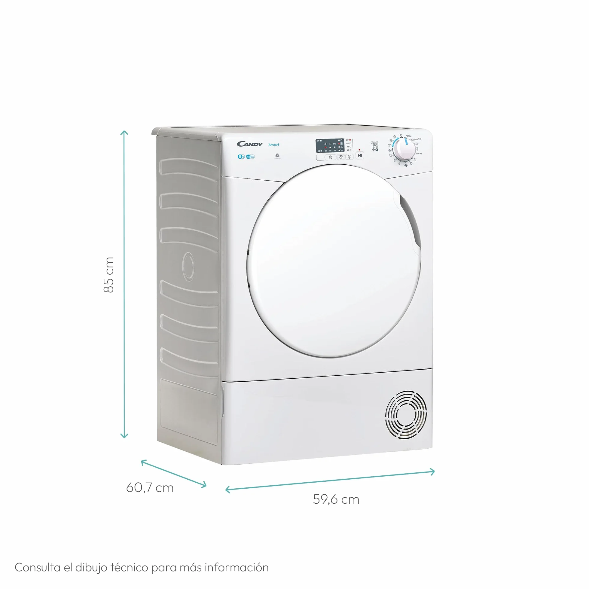 Candy Smart CSE C8LF-S Secadora Condensación 8KG Digital NFC 14 Programas Blanco