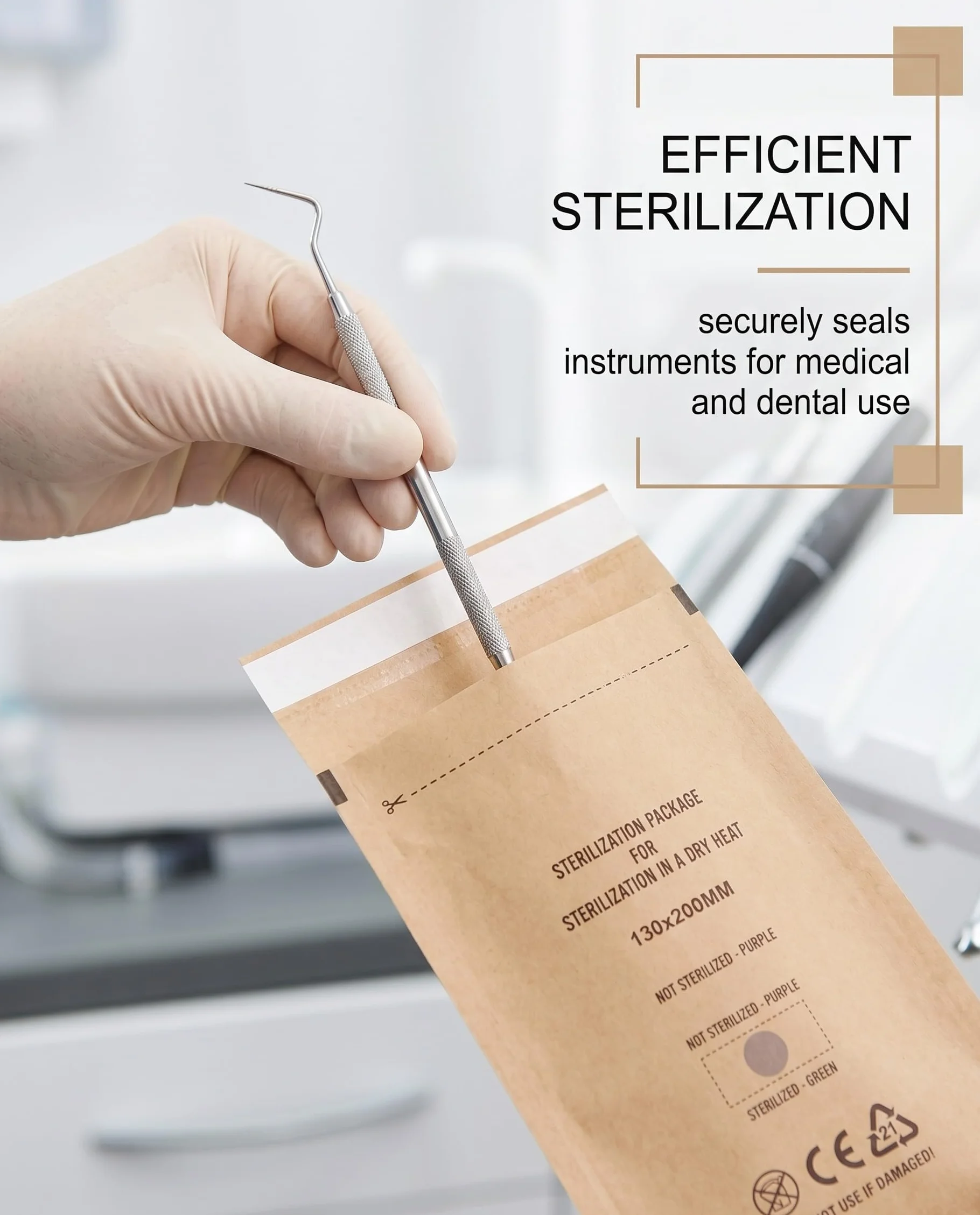 Bolsas Esterilización Autosellantes 60 Uds. 3 Tamaños 75x150 100x200 130x200 Papel Médico para Manicura Dental Estética