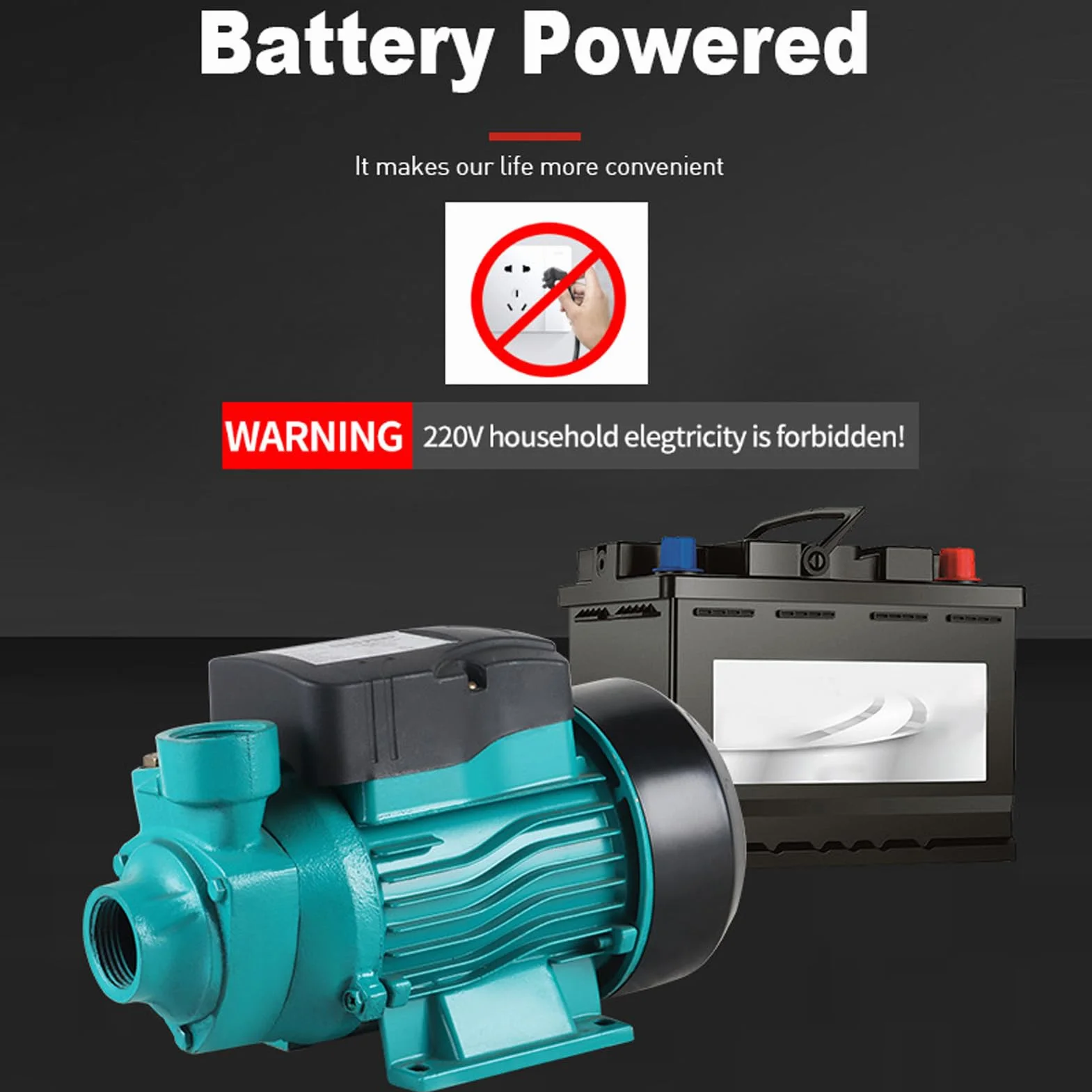 Bomba Agua Transferencia, Bomba Agua Solar 12 V 24 V, Bomba Autocebante 35 L/min 25 M, Bomba Suministro de Agua Solar Silenciosa para Riego por Chorro de Pozos Poco Profundos