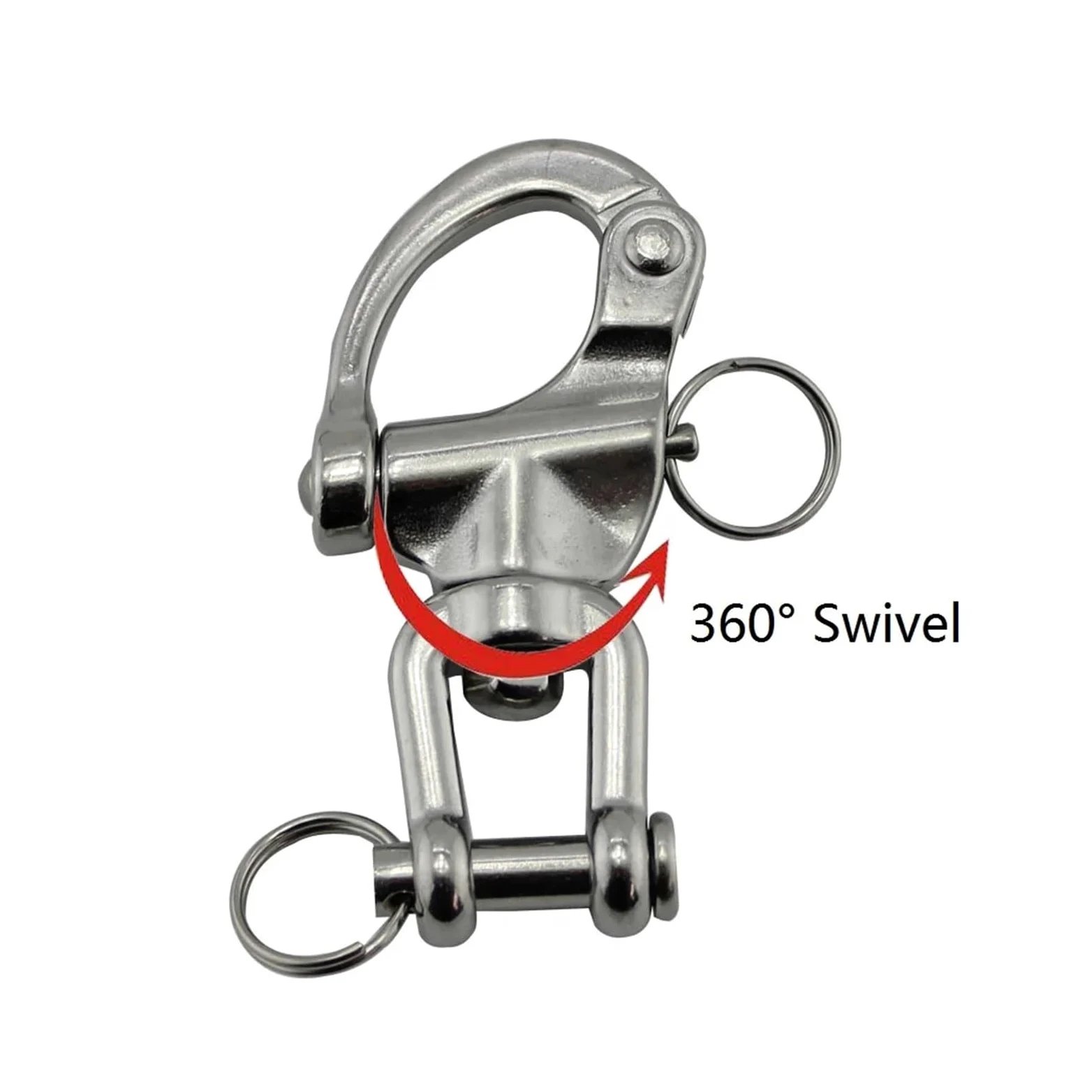 Grilletes acero inoxidable 3 piezas de grillete giratorio seguridad acero inoxidable 316 con pasador horquilla 70mm 87mm 128mm grilletes bloqueo eslabones cadena grande Metal for aparejos(70mm)