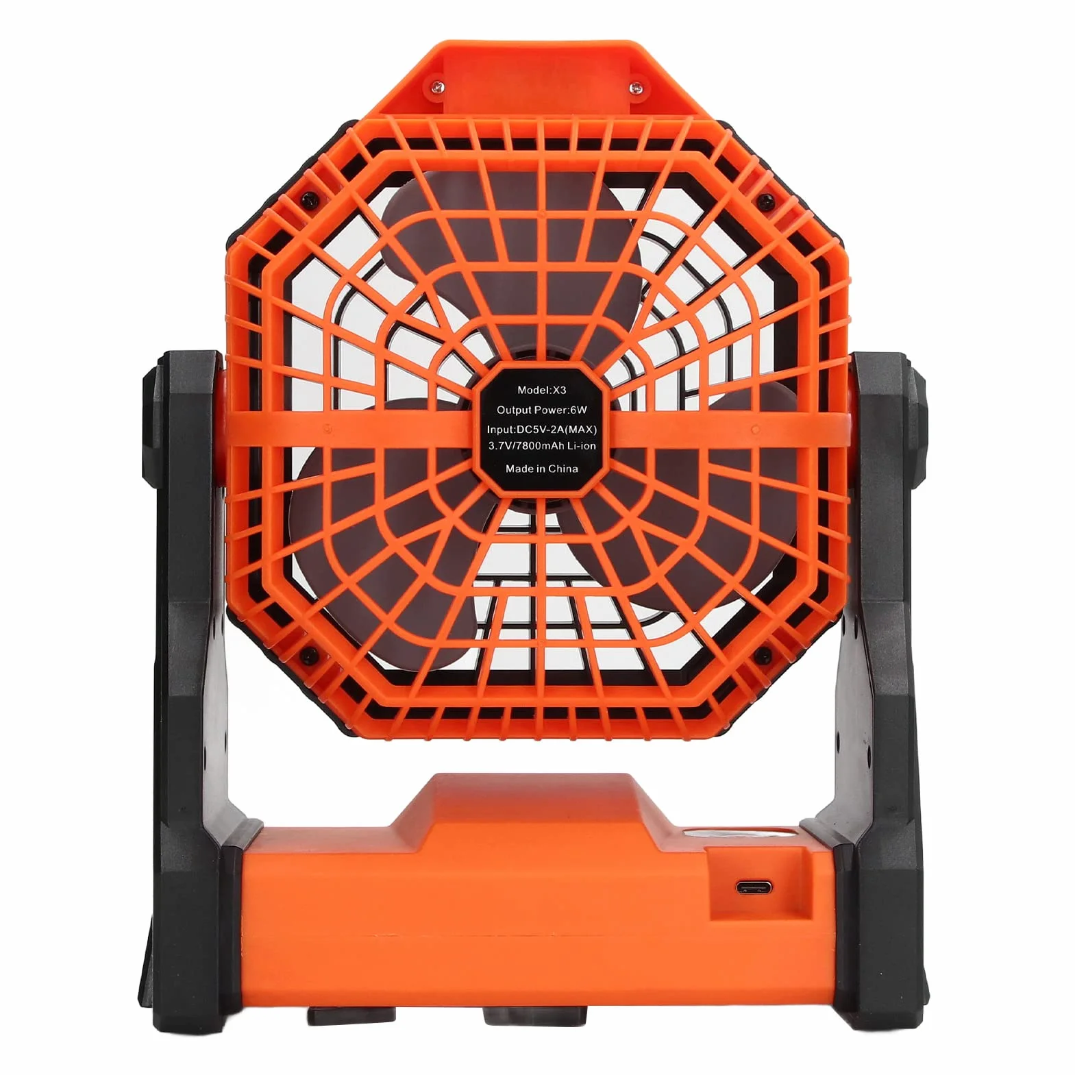 Ventilador Portátil Recargable 7800mAh para Camping Senderismo Exterior Naranja