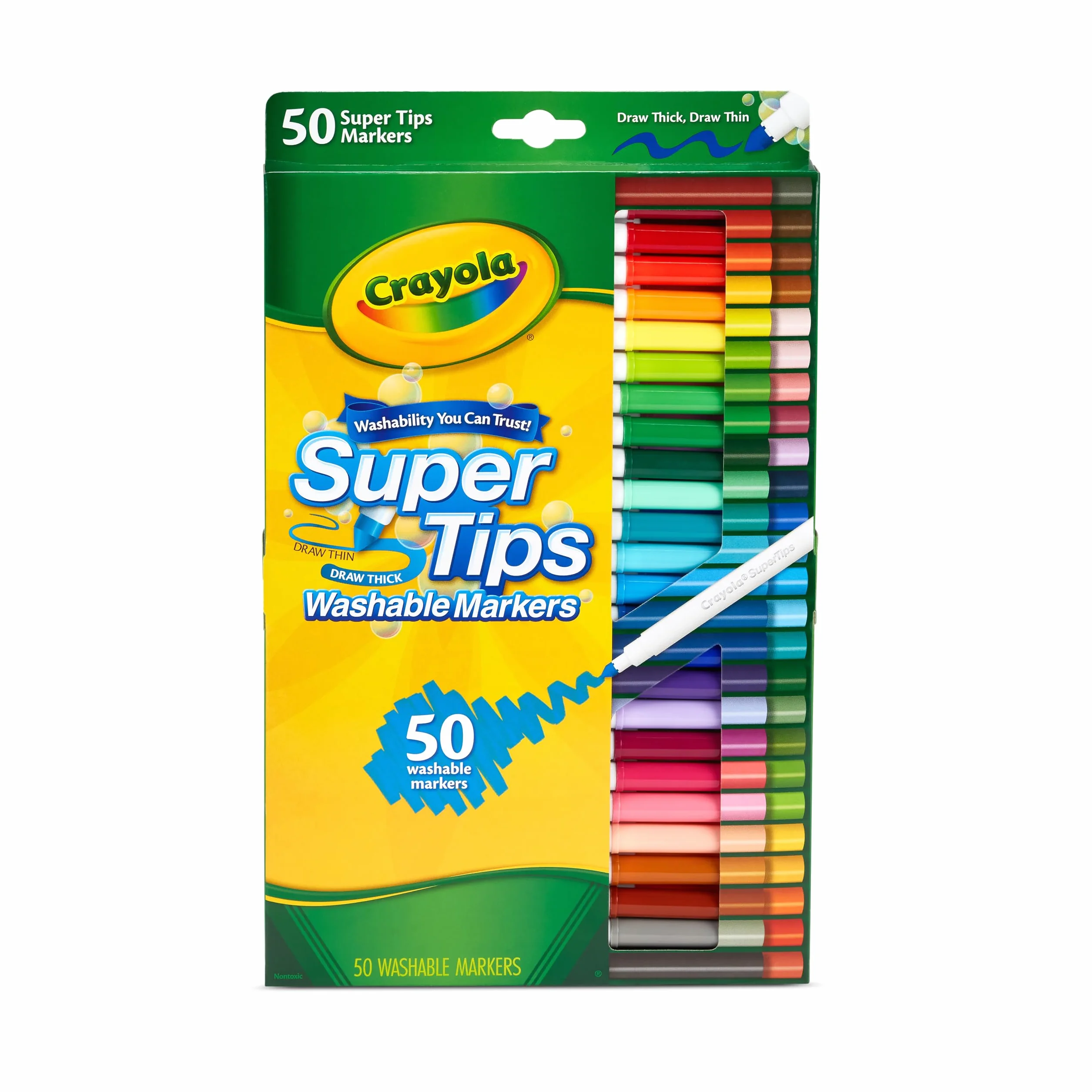 CRAYOLA Rotuladores Supertips Lavables, Set 50 Unidades, No Tóxico, Multicolor