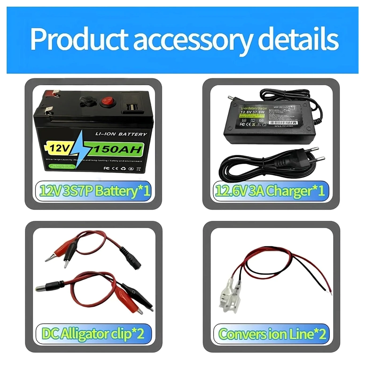 Batería Lifepo4 12v Batería solar Batería de litio 180Ah 12V | BMS de 10 años de vida útil y más de 4000 ciclos for dispositivos solares y marinos(150Ah Battery x1)