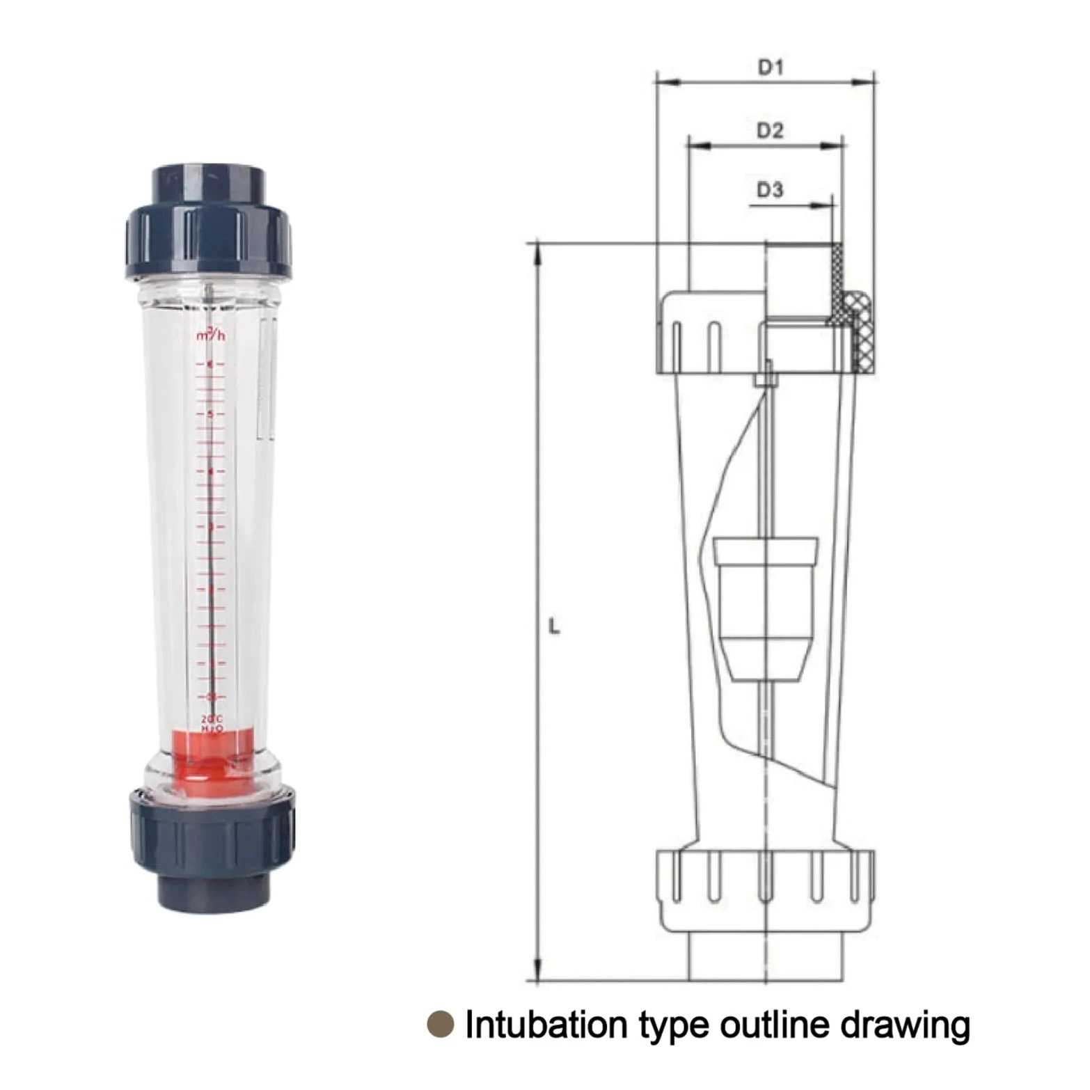 Rotámetro LZS-20, medidor de flujo de flotador de tubo de plástico Medidor de flujo de líquido industrial Medidor de flujo de tubería de agua(LZS-20 40-400L-h,Female Thread)