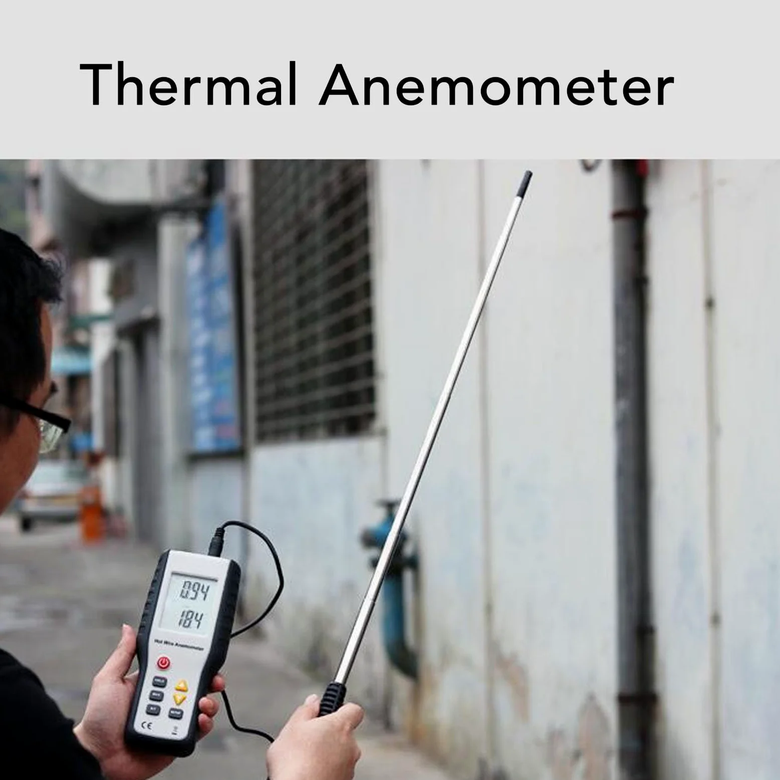 AMONIDA Anemómetro Térmico de Alta Sensibilidad Medidor de Velocidad del Viento Portátil con Pantalla LCD para Actividades Al Aire Libre Diseño Ergonómico Liviano
