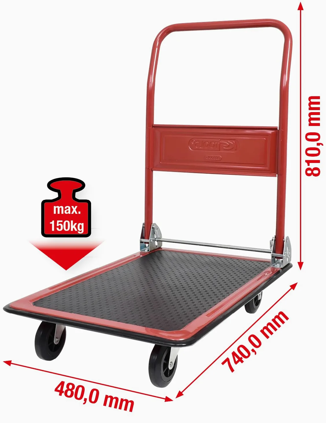 KS Tools 800.0015 - Carretilla de plataforma para almacén y taller, abatible