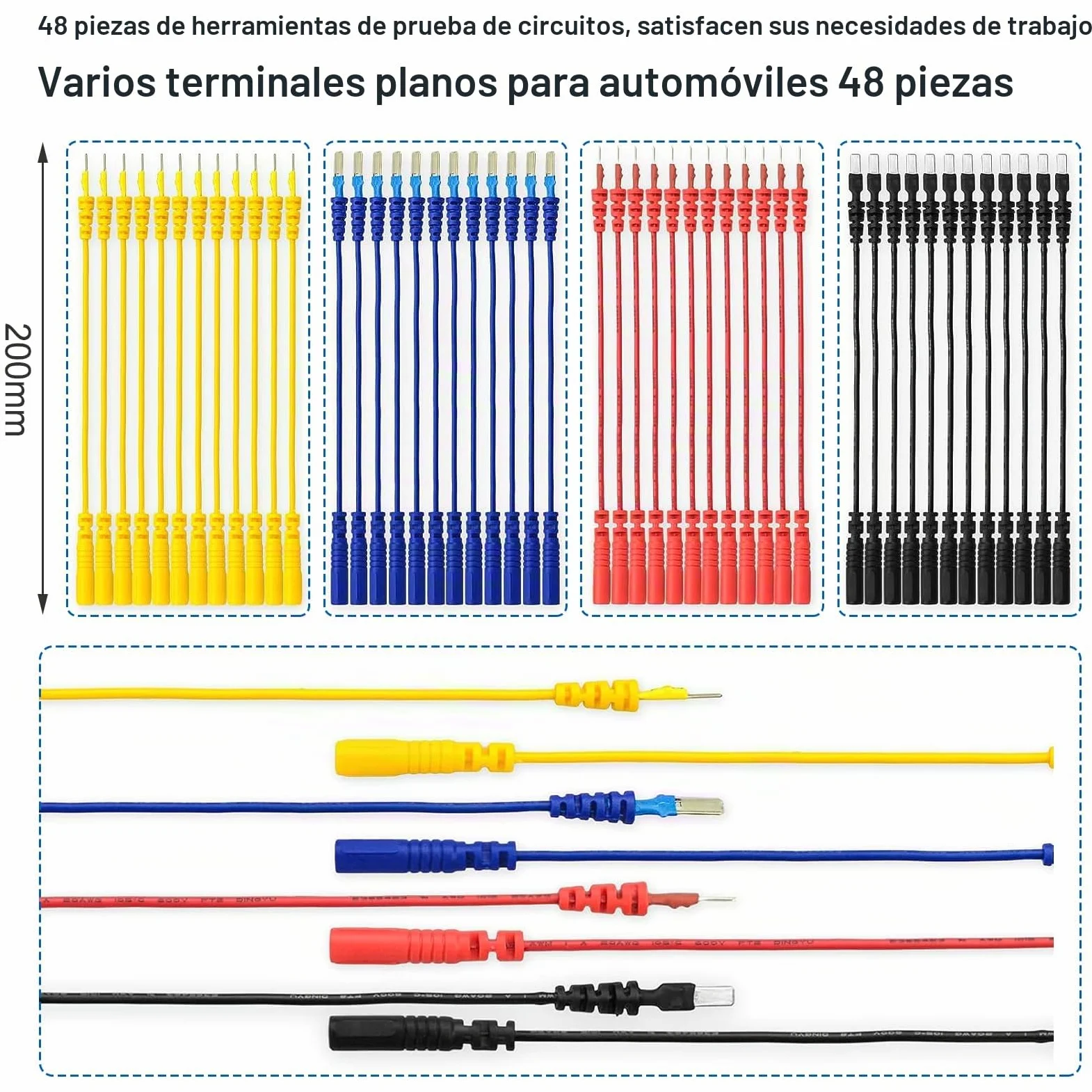 Kit de Cables de Prueba de Multímetro Eléctrico 92 | Kit de Cables de Prueba de Circuito, Automotriz Multifunción con 72 Terminales, Pinzas de Cocodrilo y Sondas de Prueba