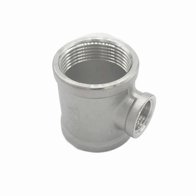 Conector en T Reductor de Acero Inoxidable SUS304, Rosca Hembra NPT, Juego de 2 Piezas, para Sistemas de Refrigeración, Hidráulicos y de Gas(1/2 X 3/8 Inch)