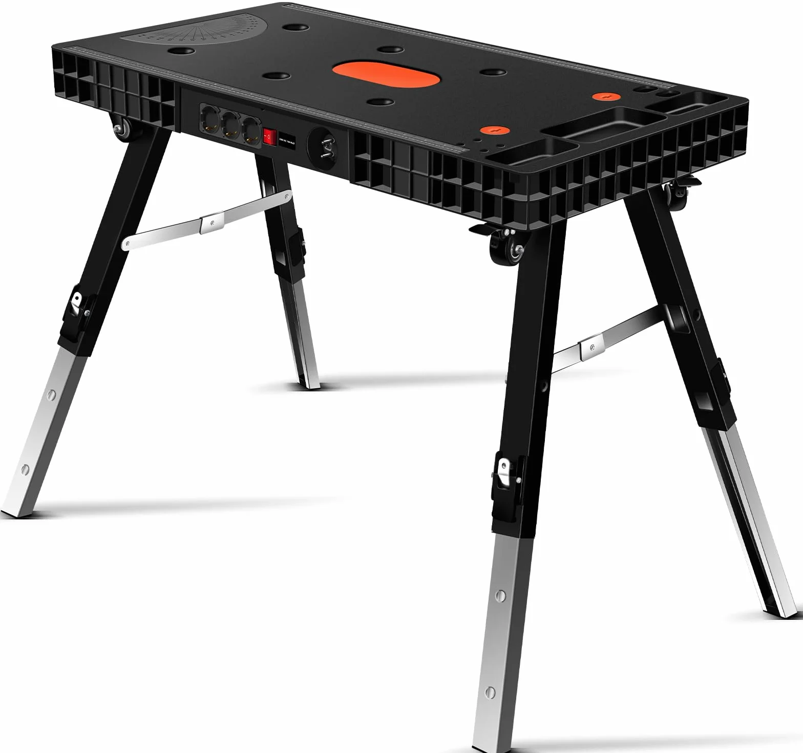Vertak Banco de Trabajo Plegable 5 en 1 con Enchufe, Mesa de Carpintero 150 kg