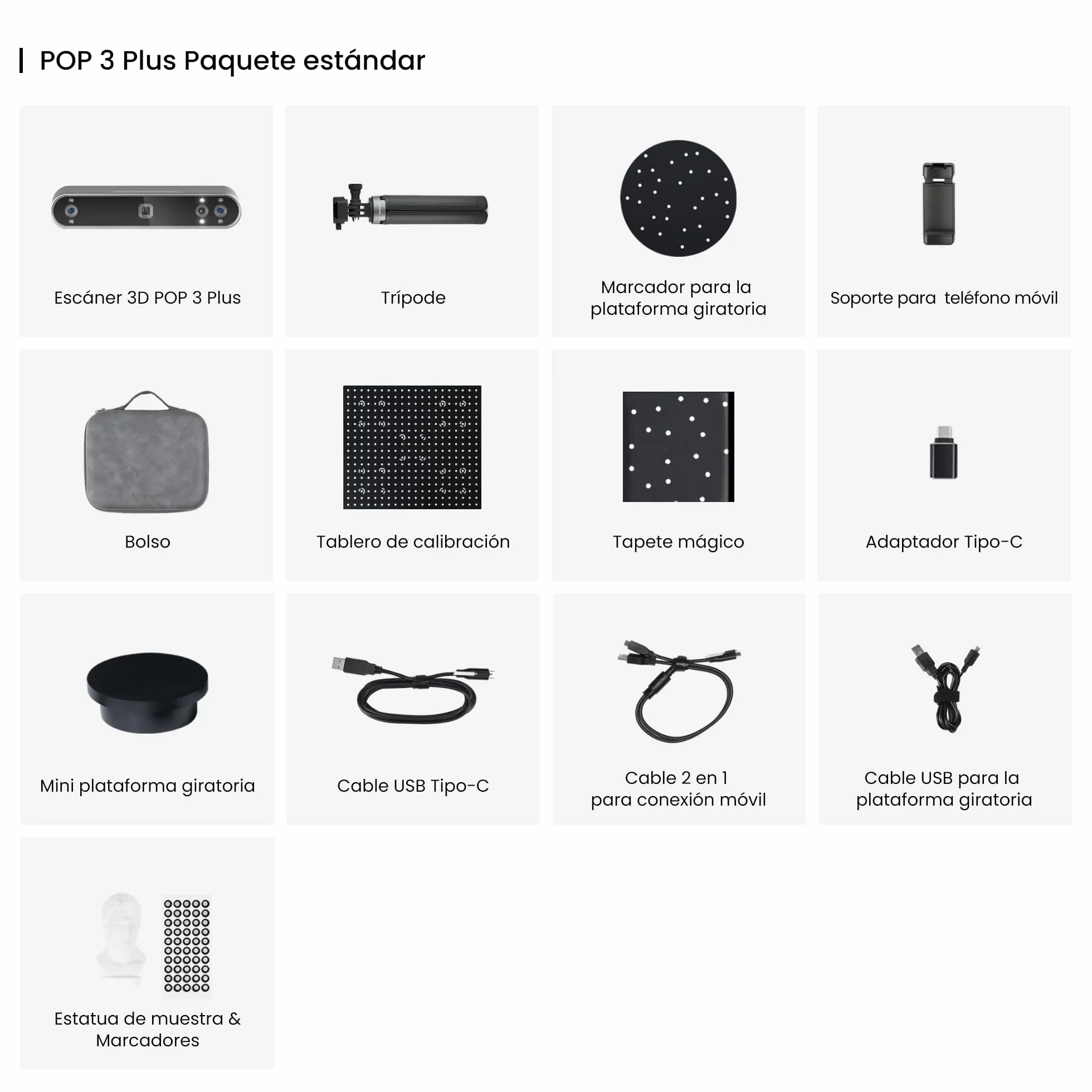 Revopoint POP 3 Plus Scanner 3D para impresión 3D, escaneo en color para objetos medianos, escáner de mano con precisión de 0,04 mm y velocidad, compatible con Android/iOS/Win10&11/macOS, Estándar