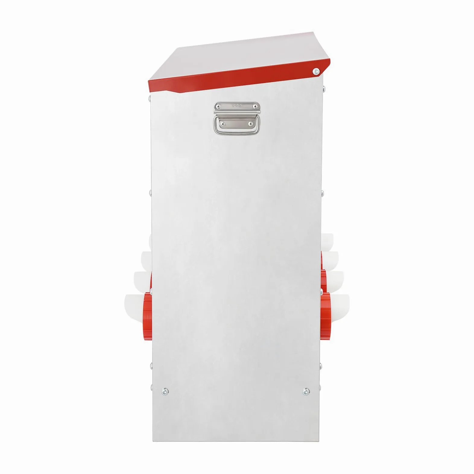 Comedero automático para gallinas, 30 kg/66 libras, de metal, con 10 orificios de alimentación y asa, resistente a la intemperie, adecuado para pollos, patos, aves de corral, etc.
